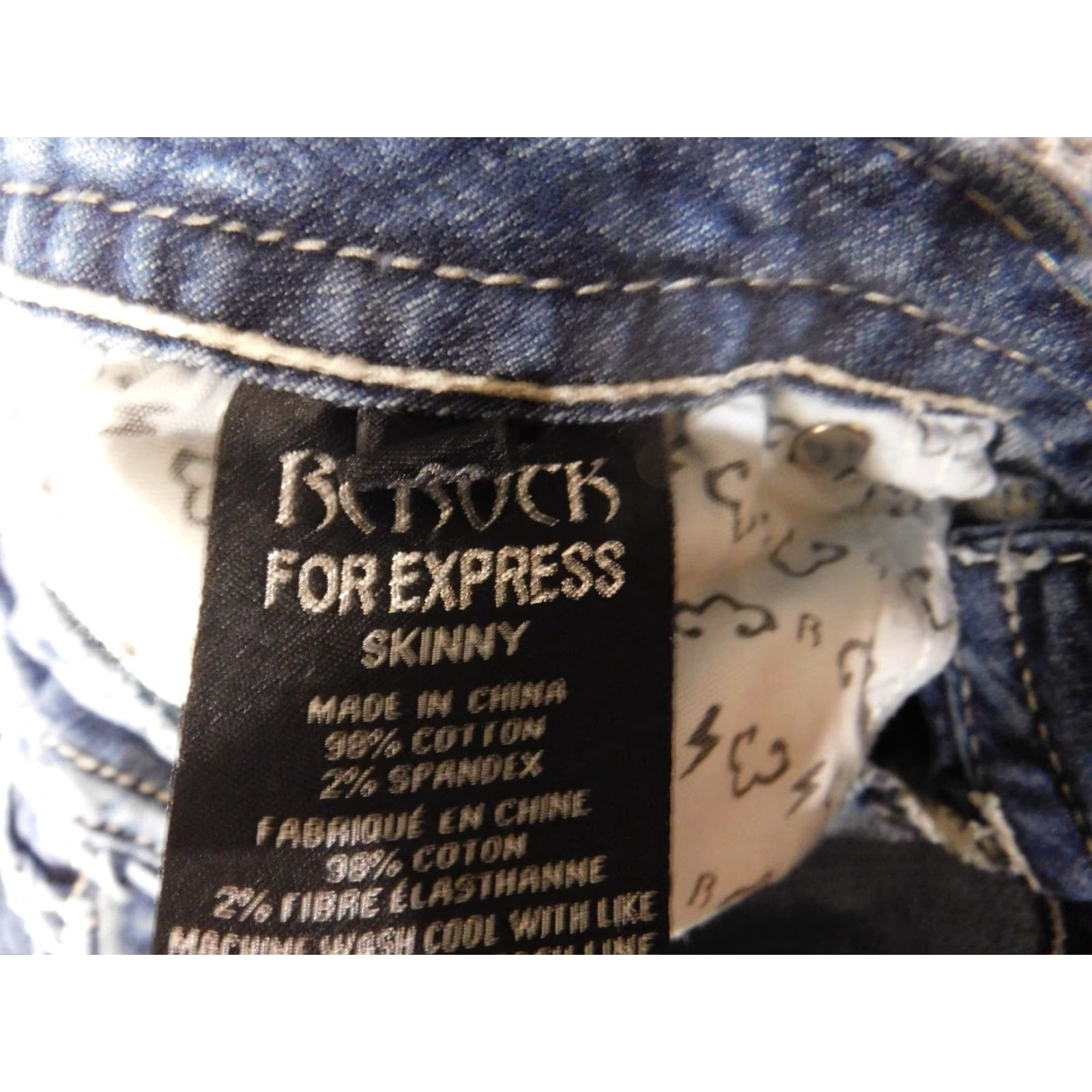 Express Express Womens Jeans 4 blue Denim Skinny Straight Pocket Zipper Embroidered Flower 29in Waist 31in Inseam Slimming Regular Size 27" / US 4 / IT 40 - 6 Thumbnail