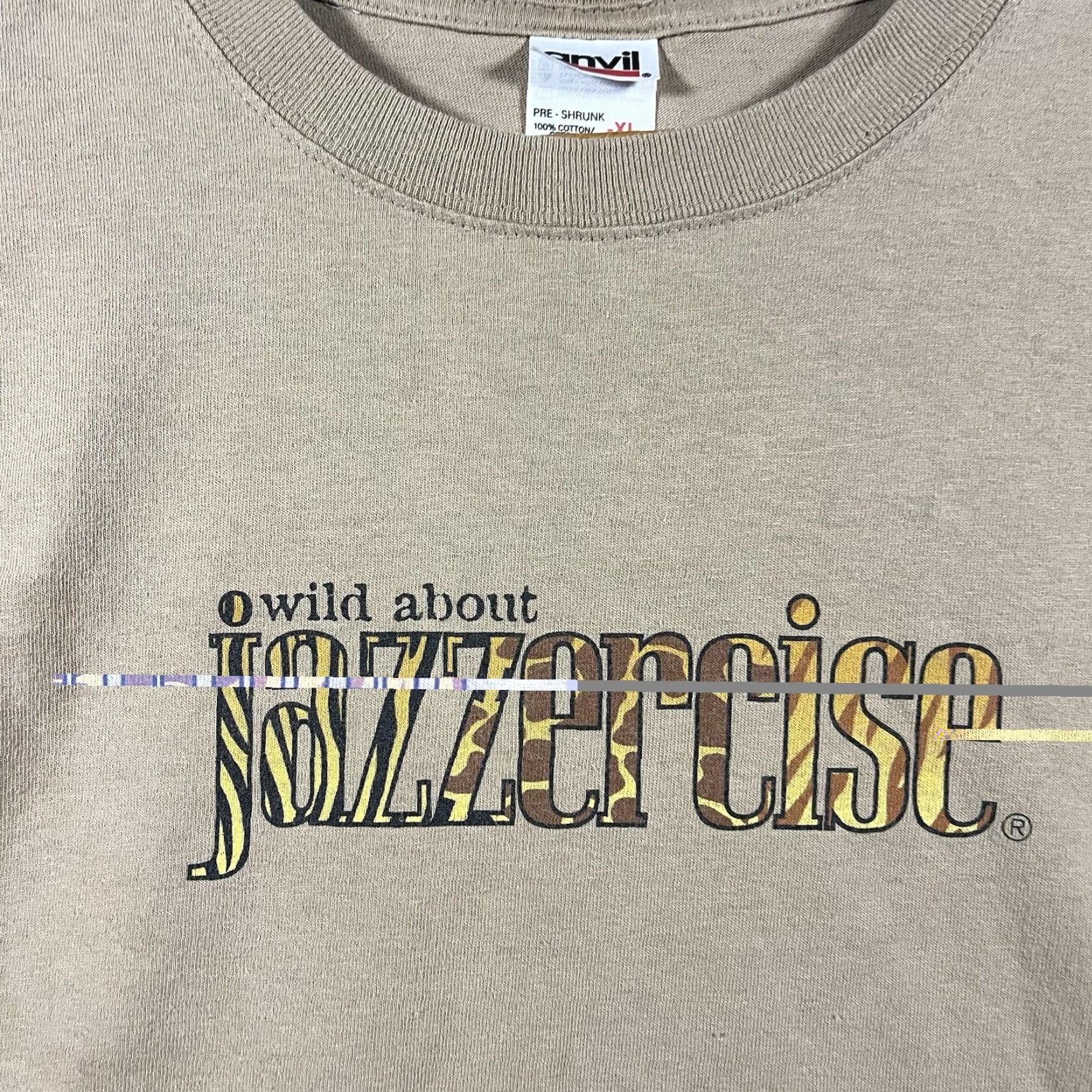 Anvil VINTAGE Anvil Shirt Mens XL Tan 90s Fitness Dance Crew Neck Short Sleeve T-Shirt Easy Care Cotton | Wild About Jazzercise Size US XL / EU 56 / 4 - 2 Thumbnail