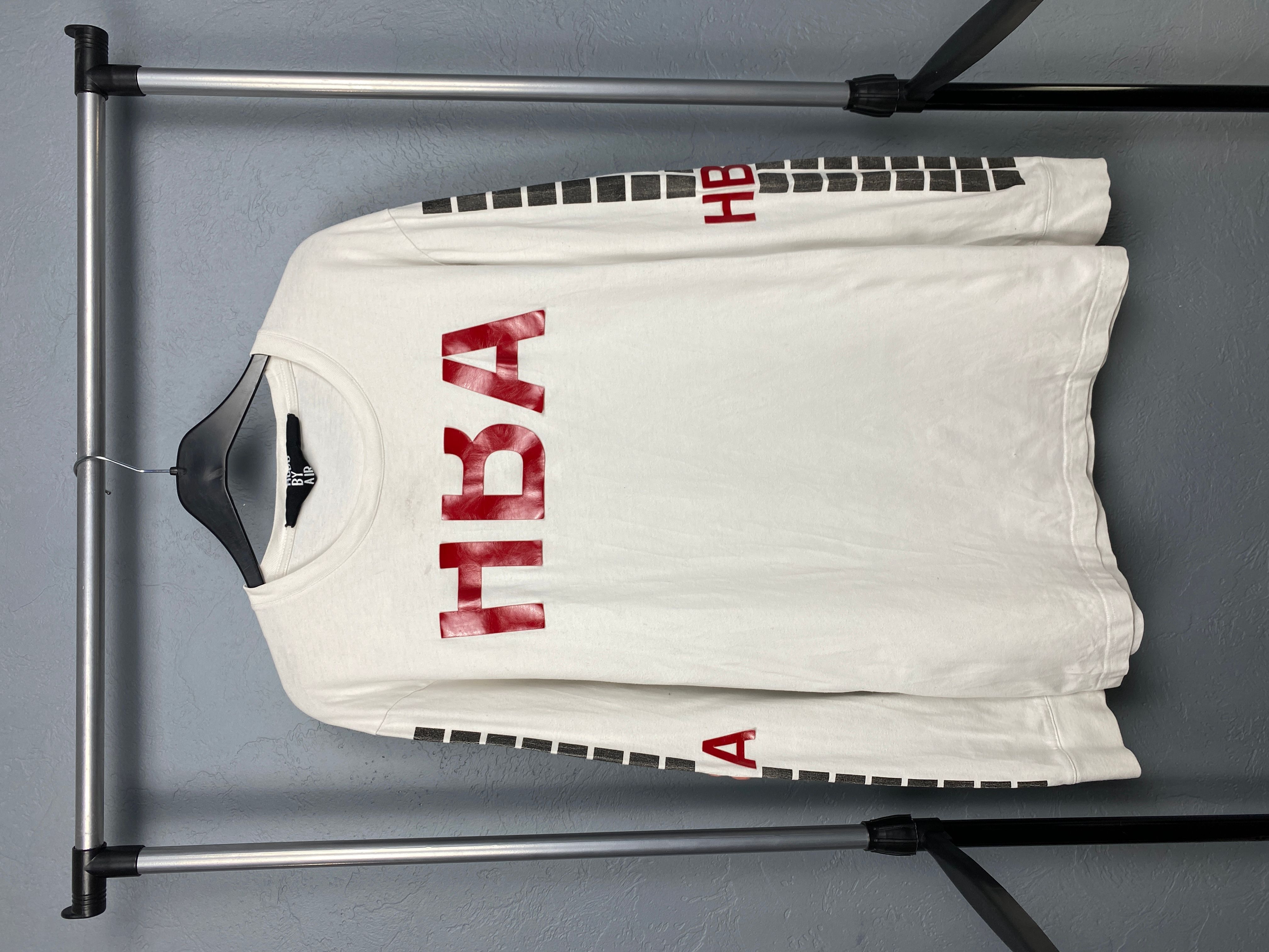 Pre-owned Hood By Air Hba  Distressed Long Sleeve T-shirt Tee In White