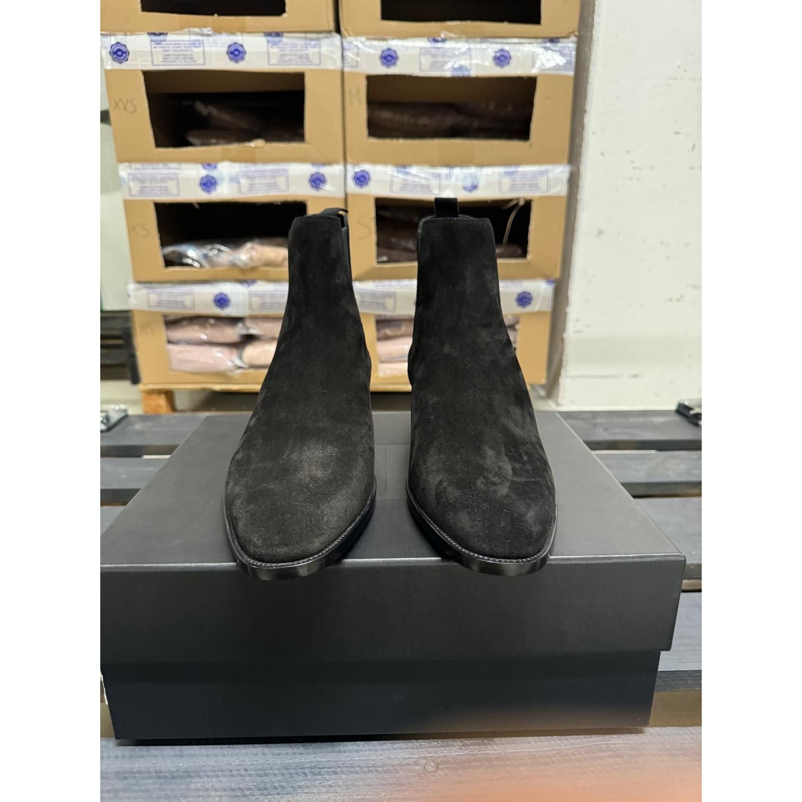 Saint Laurent Paris o1alsimx924 375680 Suede Chelsea Boots in Black Size US 12 / EU 45 - 6 Thumbnail
