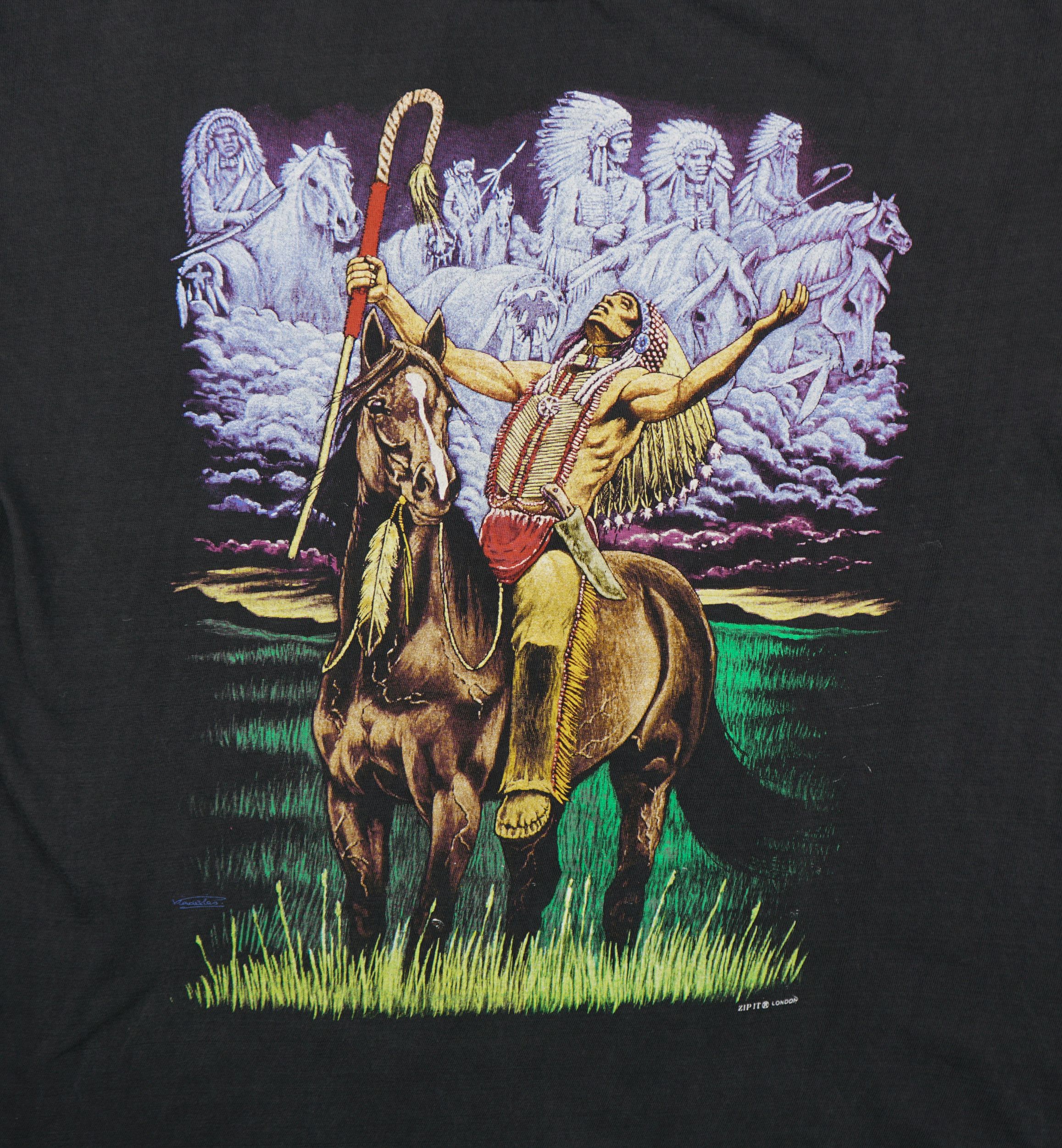 Vintage Vintage 1990s Native American And Mustang T-Shirt Size US L / EU 52-54 / 3 - 2 Thumbnail