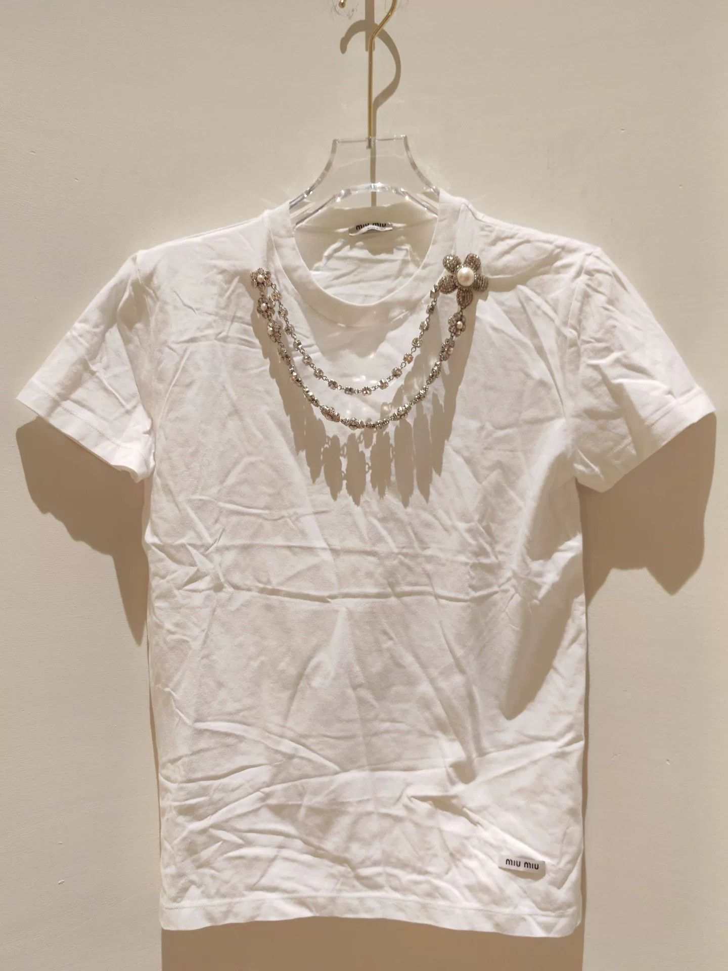 Miu Miu Miu Miu Diamond Chain Short-Sleeve Top Size XS / US 0-2 / IT 36-38 - 1 Thumbnail