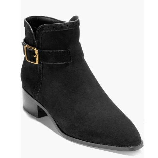 Cole Haan Cole Haan Womens Black Suede Side Zip Norella Buckle Ankle B Size US 8.5 / IT 38.5 - 2 Thumbnail