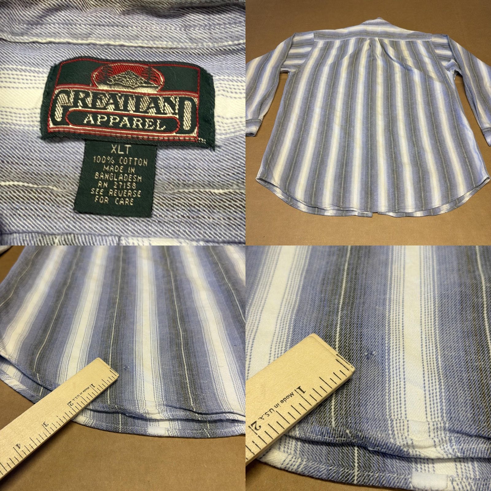 Vintage VINTAGE Greatland Apparel Shirt Mens XLT Blue Striped Flannel Button Down Long Sleeve Size US XL / EU 56 / 4 - 8 Thumbnail