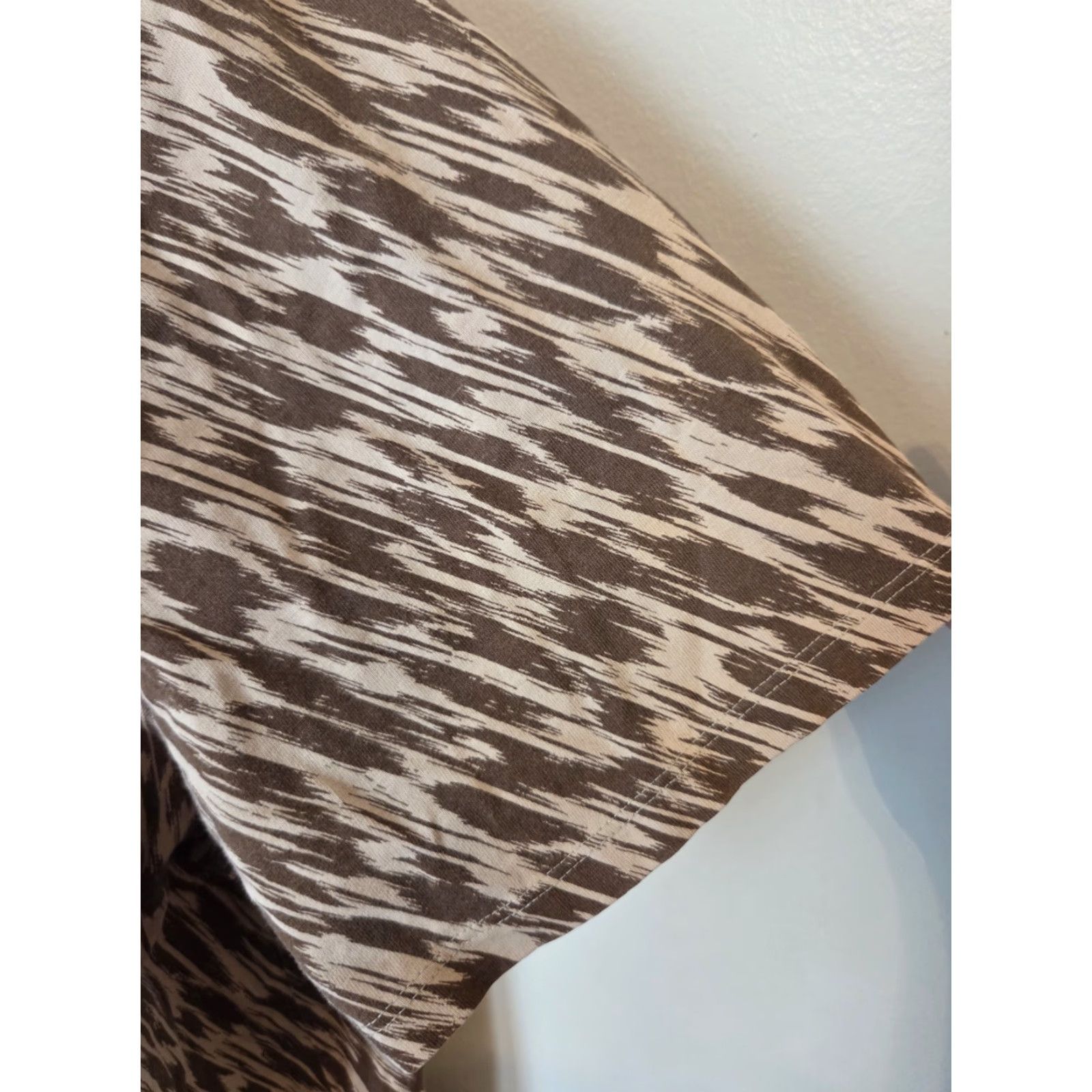 Vintage Liz & Me Tan Brown Abstract Zebra Stripe Print Short Sleeve Casual Top Shirt 2X Size XXL / US 16-18 / IT 52-54 - 4 Thumbnail
