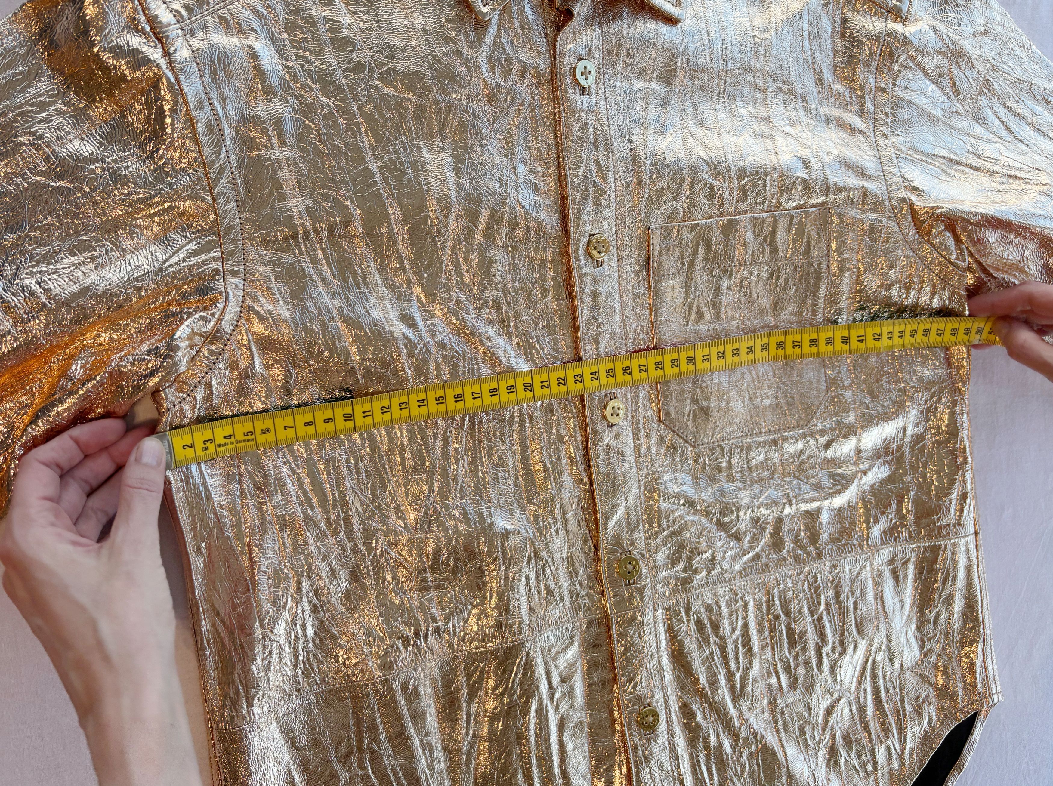 Zadig & Voltaire Zadig & Voltaire Gold Crinkle Leather Shirt – XS – >NEW Size XS / US 0-2 / IT 36-38 - 11 Thumbnail