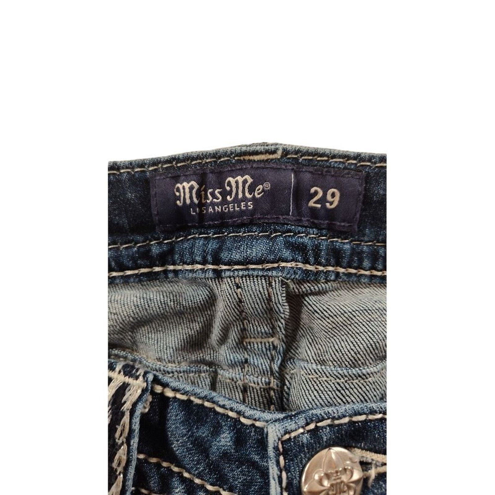 Miss Me Miss Me Straight Womens Jeans 29 Selvedge Bling Distressed Size 29" - 15 Thumbnail
