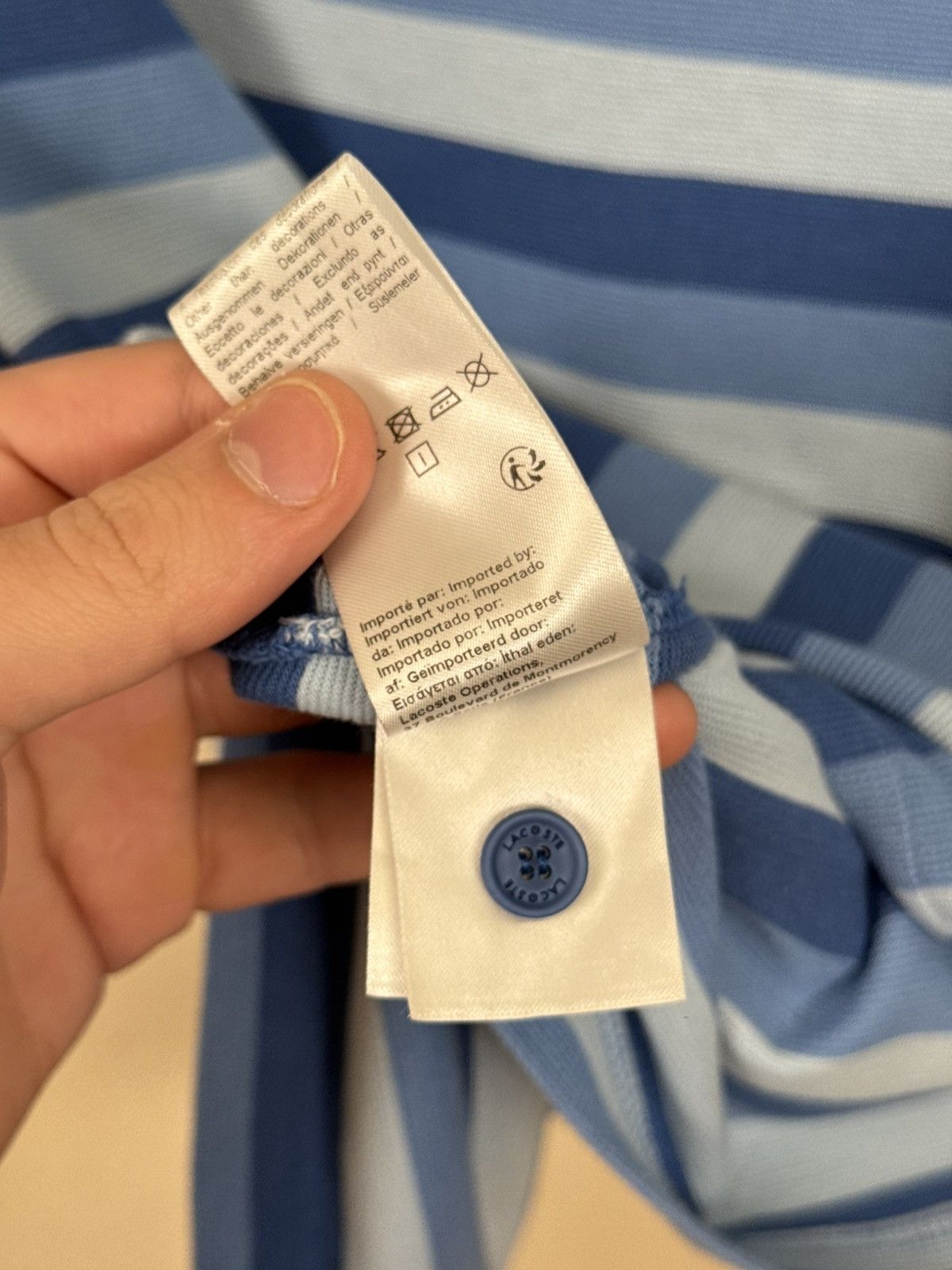 Other 🇫🇷 Lacoste Polo T shirt Striped Blue Sz L Luxury Casual Size US L / EU 52-54 / 3 - 15 Thumbnail