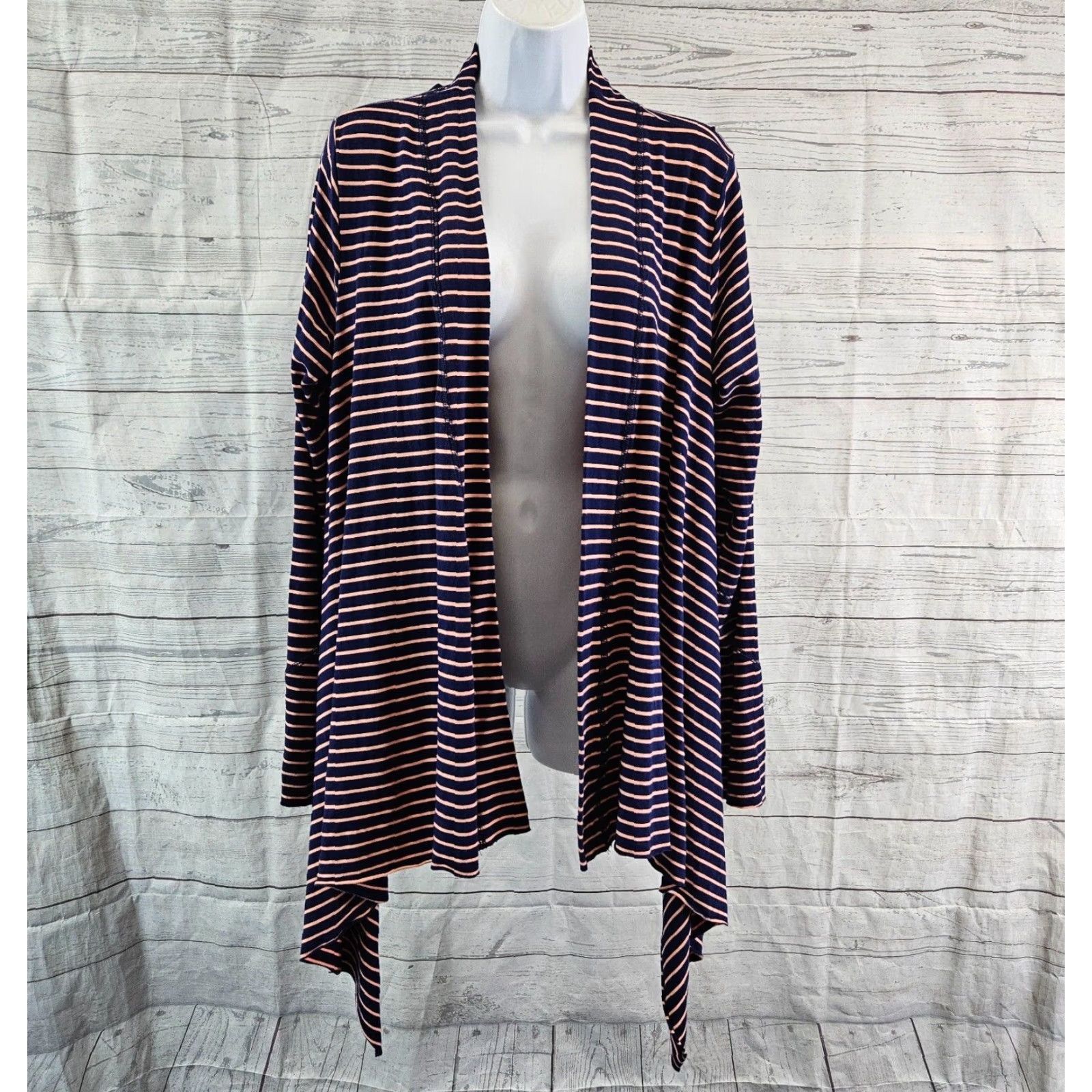 Stetson Stetson Womens Cardigan Sz XL Blue Pink Stripe Long Sleeve Rayon Blend Size XL / US 12-14 / IT 48-50 - 2 Thumbnail