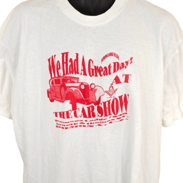 Fruit Of The Loom VINTAGE Car Show T Shirt Mens XL White 90s Pomona Lodge California Fruit of the Loom Shirt Mens XL White 90s Car Show T Shirt Size US XL / EU 56 / 4 - 2 Thumbnail
