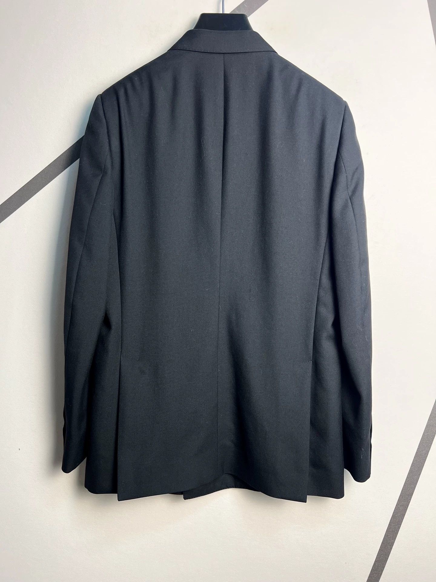 Celine celine black, peaked-lapel, double-breasted wool blazer, Size 48R - 2 Thumbnail