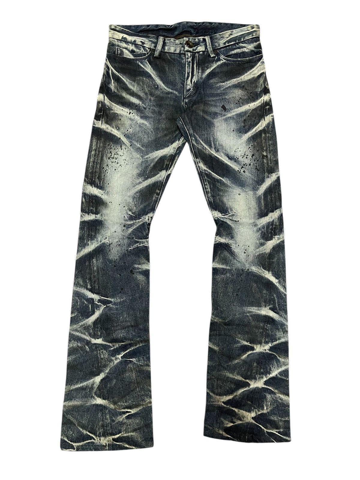 If Six Was Nine HOT ITEM🔥RARE JOHNY WOLF WHISKER ACID WASH FLARE DENIM JEANS Size US 31 - 1 Thumbnail