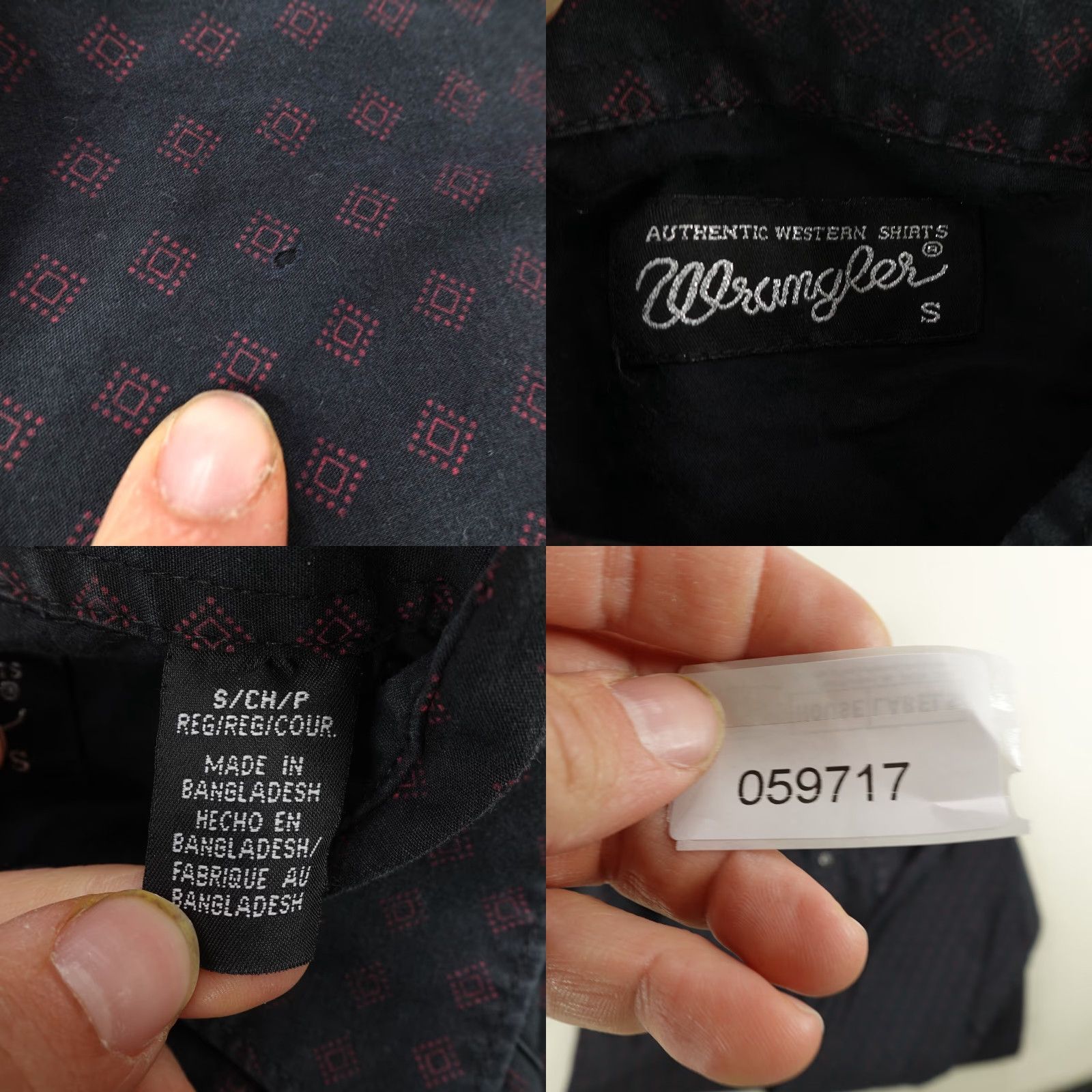 Wrangler Wrangler Shirt Men Small Black Red Geometric Diamonds Western Pearl Snap Ranch ^ Size US S / EU 44-46 / 1 - 8 Thumbnail