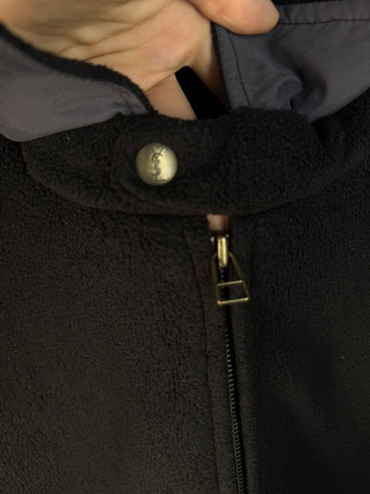 Yves Saint Laurent 90s Wool YSL Jacket Black Windbreaker Bomber Vintage Size US L / EU 52-54 / 3 - 9 Thumbnail
