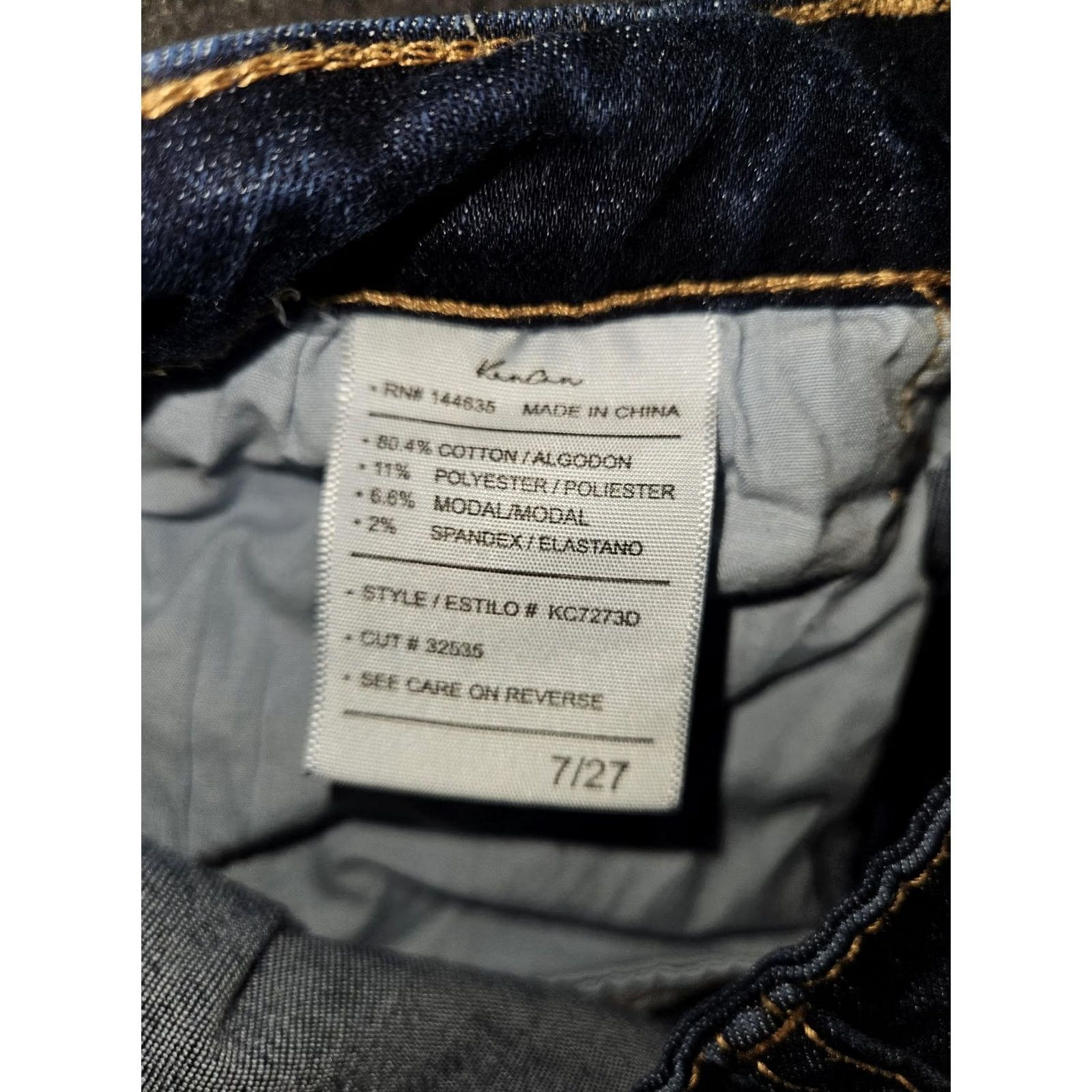 Vintage KanCan Jeans Womens 7/27 Blue High Rise Skinny Distressed Button Fly Raw Hem Size 28" / US 6 / IT 42 - 3 Thumbnail