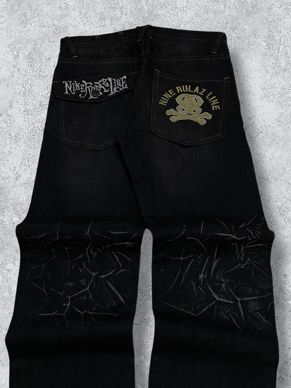 Japanese Brand Vintage Japan 90’s Designer Nine Rulaz Creature Baggy Denim Size US 34 / EU 50 - 12 Thumbnail