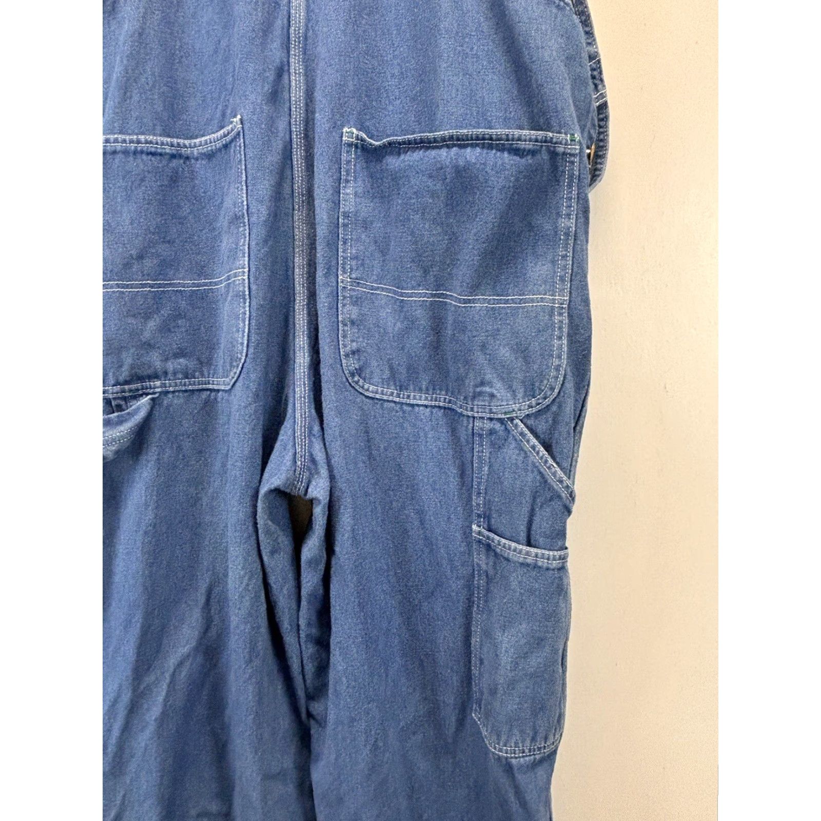 Denime VINTAGE Liberty Denim Overalls Bibs Mens 44x30 Distressed Workwear Adjustable Farmer Jeans Blue 30 Inseam Mens Size US 44 / EU 60 - 4 Thumbnail