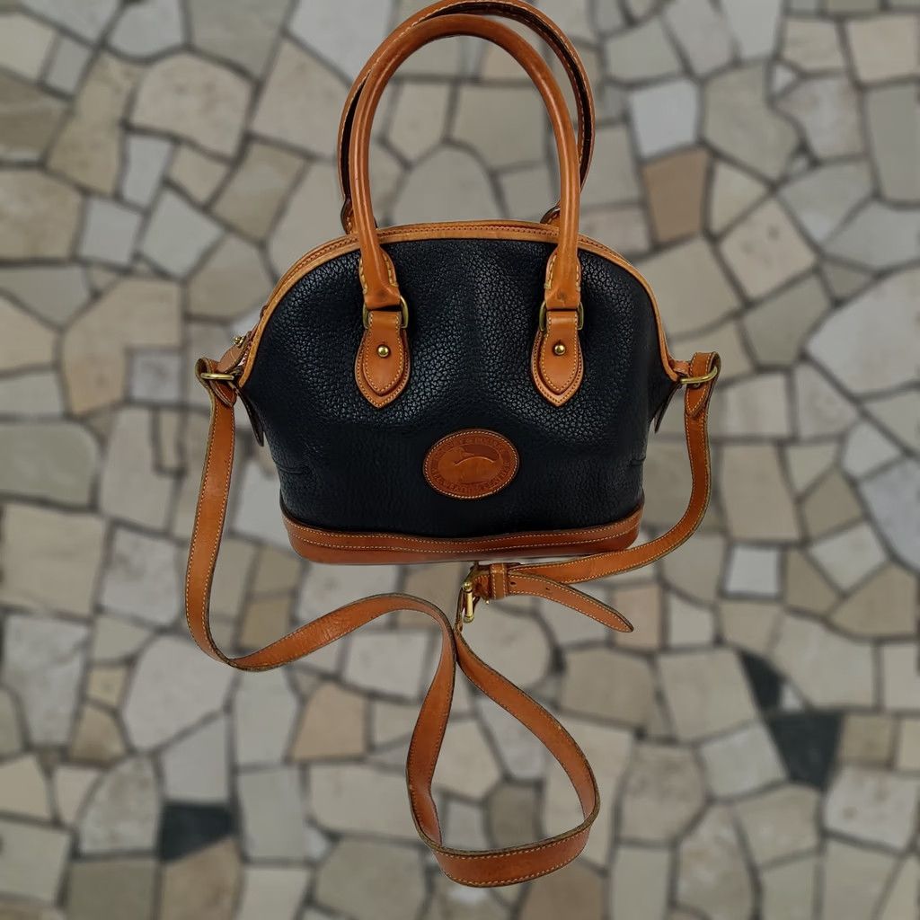 Dooney & Bourke VINTAGE Dooney & Bourke Leather Convertible Satchel/Top Handle Bag Women Black Purses Purse Size ONE SIZE - 1 Thumbnail