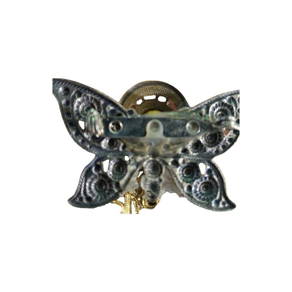 Designer Gold & Silver Tone Vintage Crystal Face Angel Pin Size ONE SIZE - 4 Thumbnail