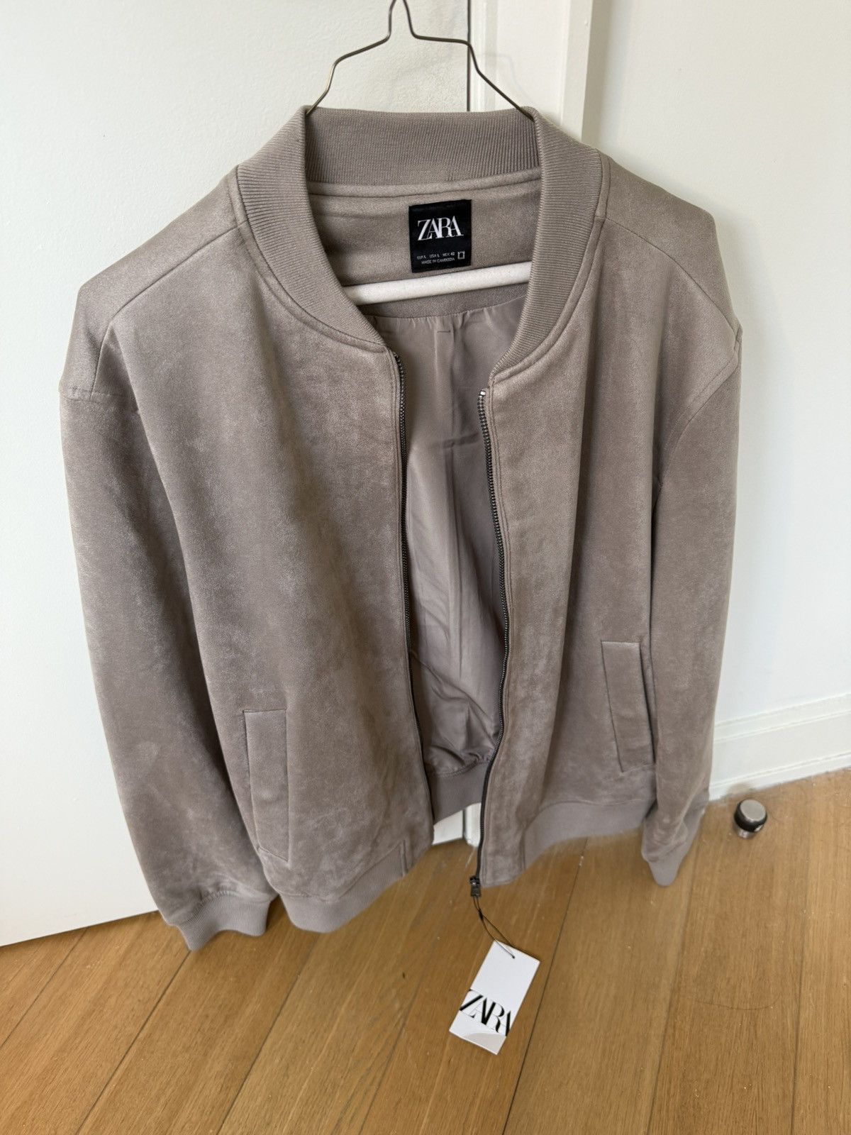 Zara Zara Grey Suede Bomber Jacket Size US L / EU 52-54 / 3 - 1 Thumbnail
