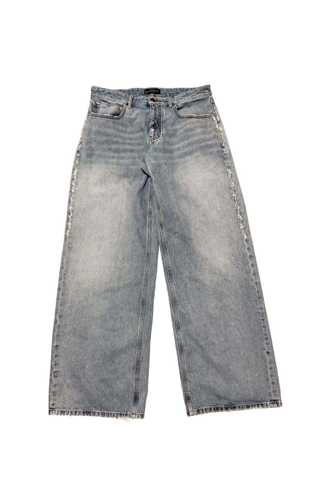 Balenciaga Pierced Baggy Jeans Indigo Blue | Grailed