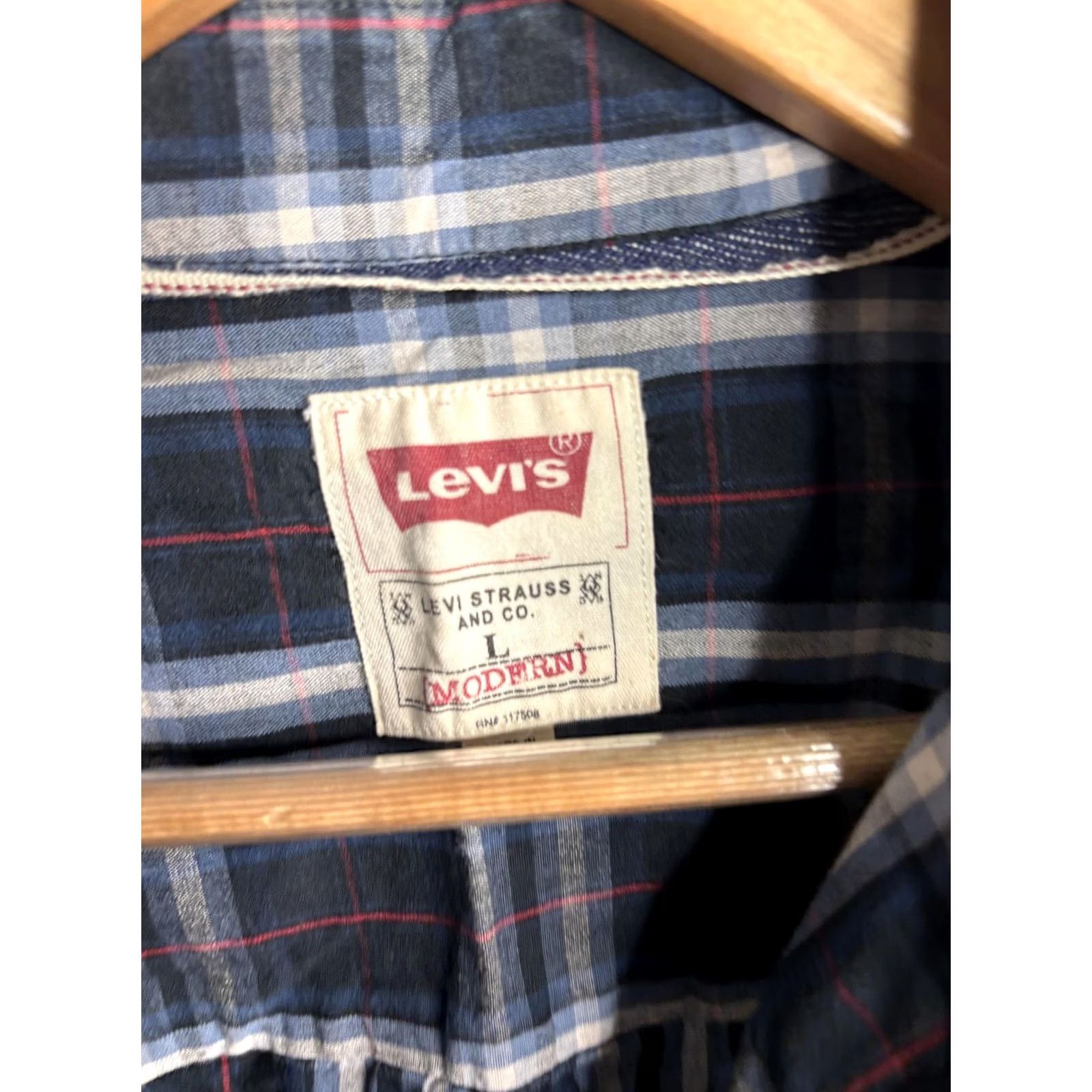 Levi's Levi's Mens Large Blue Plaid Long Sleeve Western Pearl Snap Casual Shirt Size US L / EU 52-54 / 3 - 3 Thumbnail