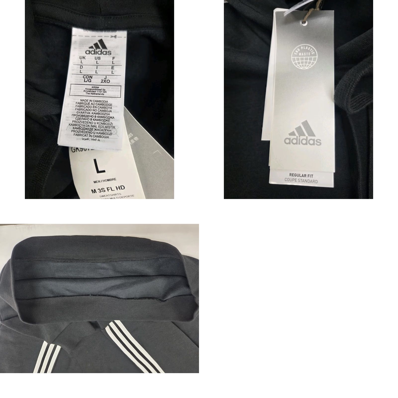 Adidas adidas Hoodie Pullover 3 Stripe Long Sleeve Striped Black/White L Mens Hooded Embroidered Logo, Fleece, All Seasons, Gym & Training Size US L / EU 52-54 / 3 - 8 Thumbnail