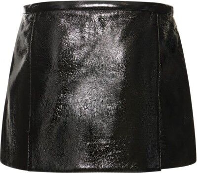 Courreges o1mle0824 Heritage A-Line Vinyl Mini Skirt in Black Size 25" / US 0 / IT 36 - 6 Thumbnail