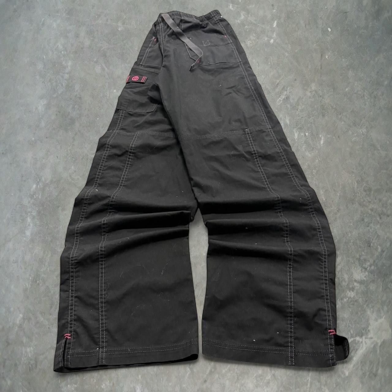 Vintage Crazy Vintage Y2K 2000s Baggy Wideleg Black with pink accents sweatpants! Size US 32 / EU 48 - 3 Thumbnail