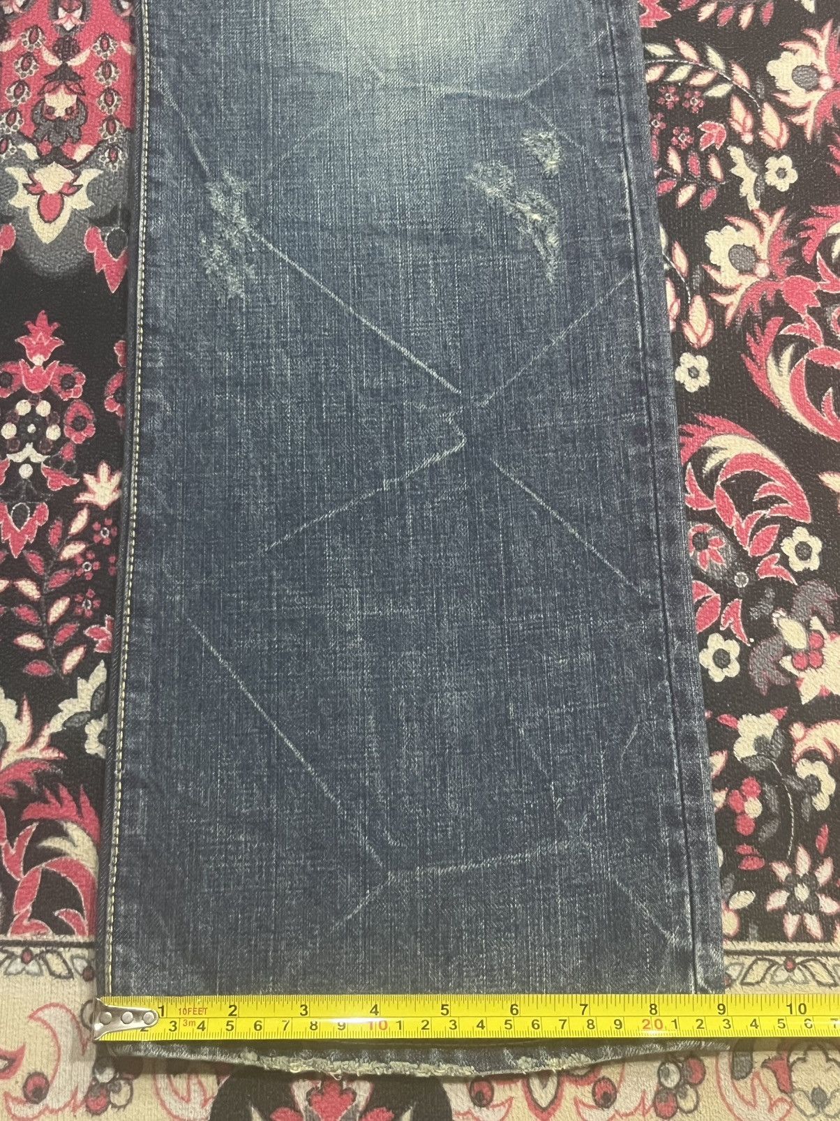 GOSTAR DE FUGA Co&Lu Cracked Distressed Big Slogan Dark Blue Loose Jeans Size US 31 - 15 Thumbnail