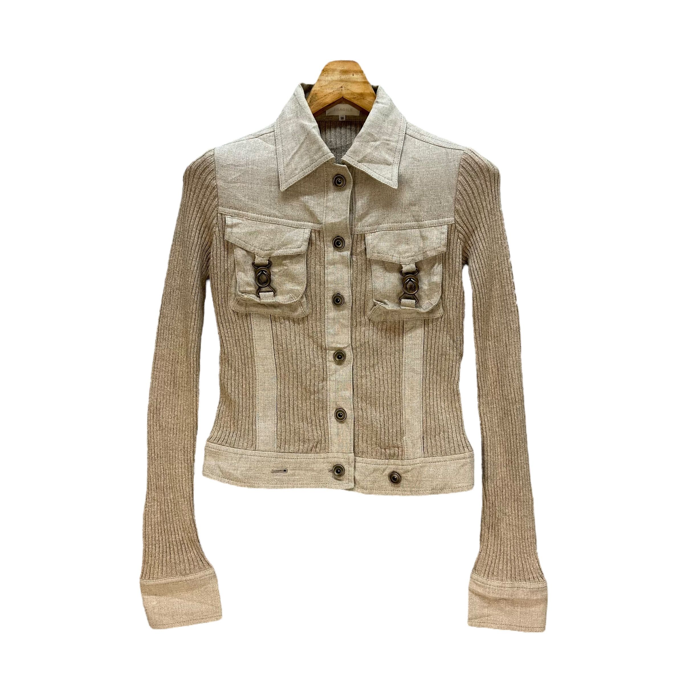 Japanese Brand FRAGILE Knitted Button Crop Shirt Jacket #1499-A62 Size S / US 4 / IT 40 - 1 Thumbnail