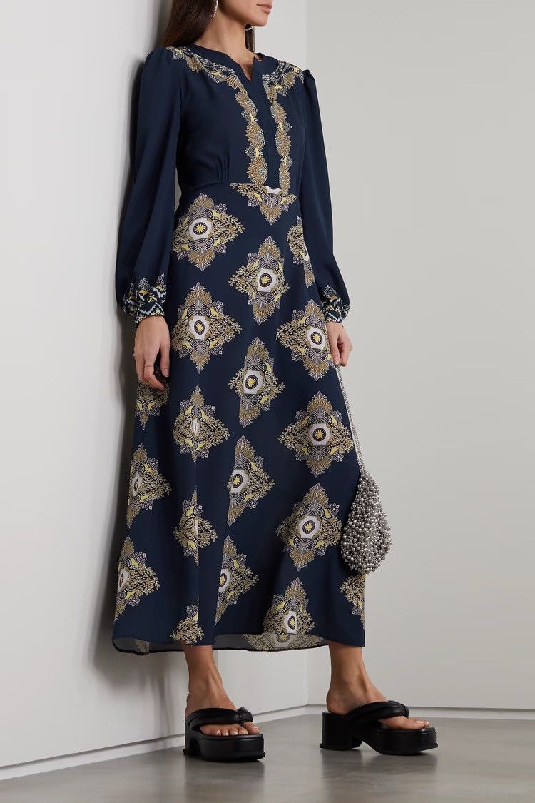 Etro ETRO Printed crepe de chine midi dress size IT 38 MSRP $1790 Size XS / US 0-2 / IT 36-38 - 2 Thumbnail