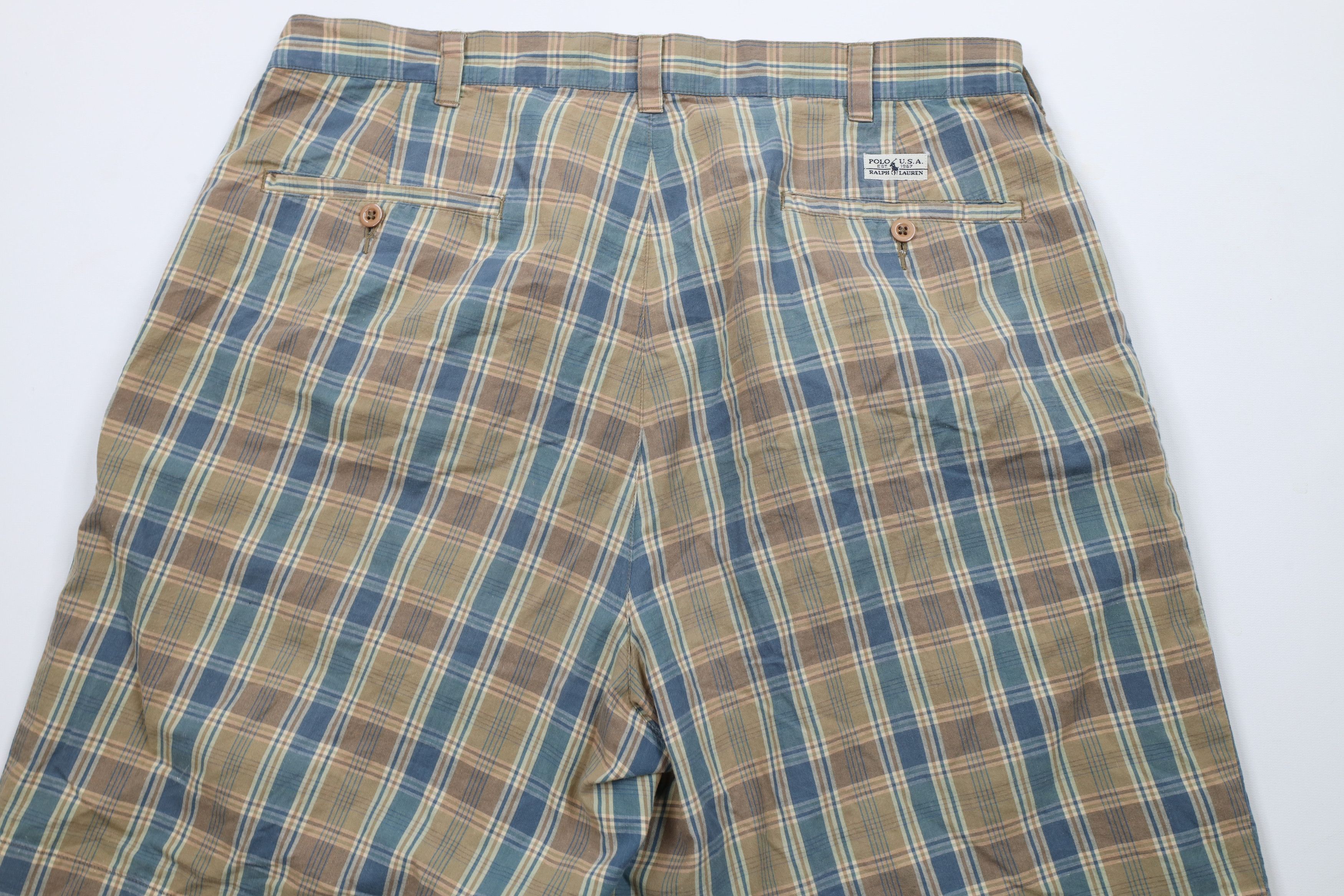 Ralph Lauren × Vintage Vintage 90s Ralph Lauren India Madras Plaid Shorts Cotton Size US 34 / EU 50 - 12 Thumbnail