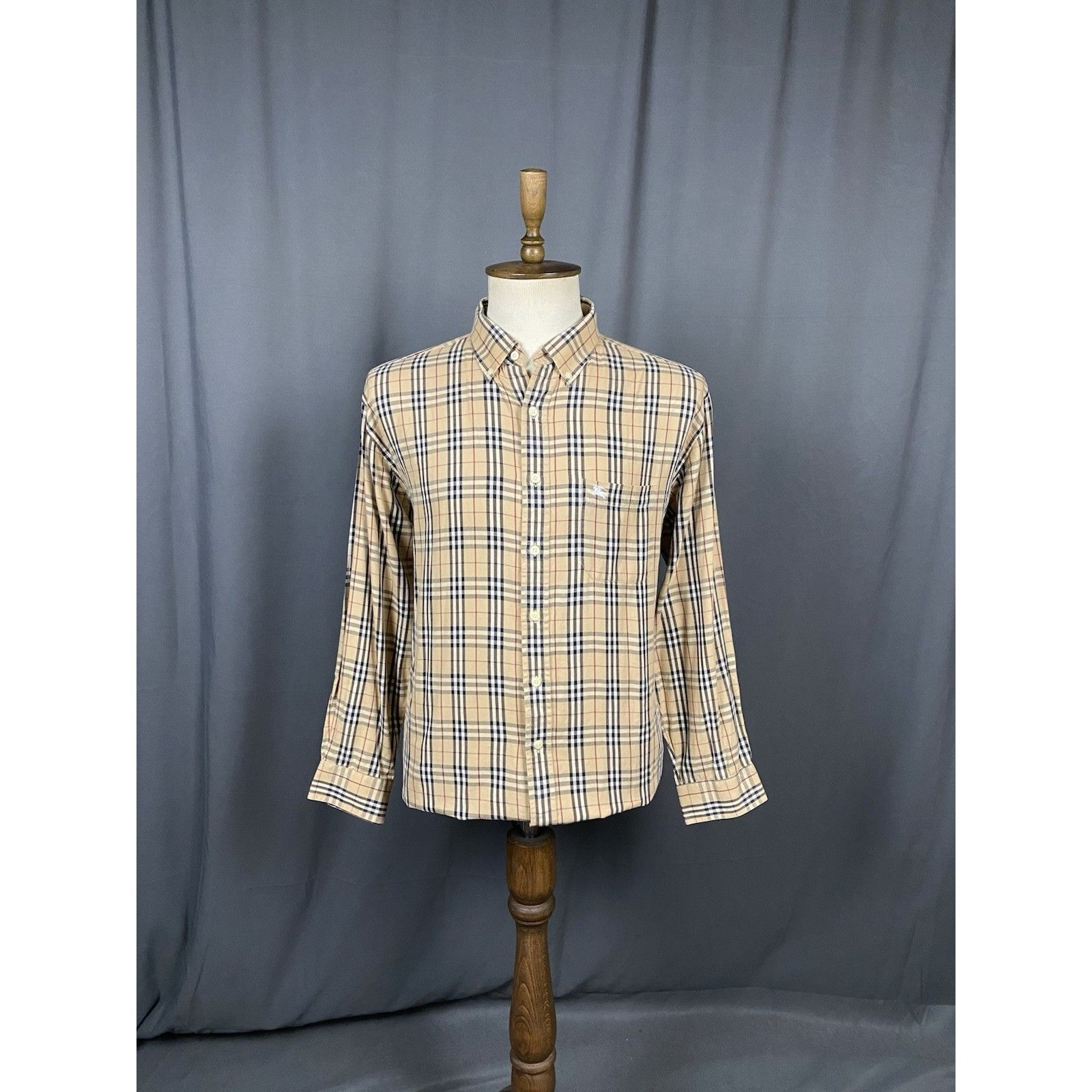 Burberry Burberry Nova Check Vintage Men's Beige Longsleeve Shirt Siz Size US XL / EU 56 / 4 - 3 Thumbnail