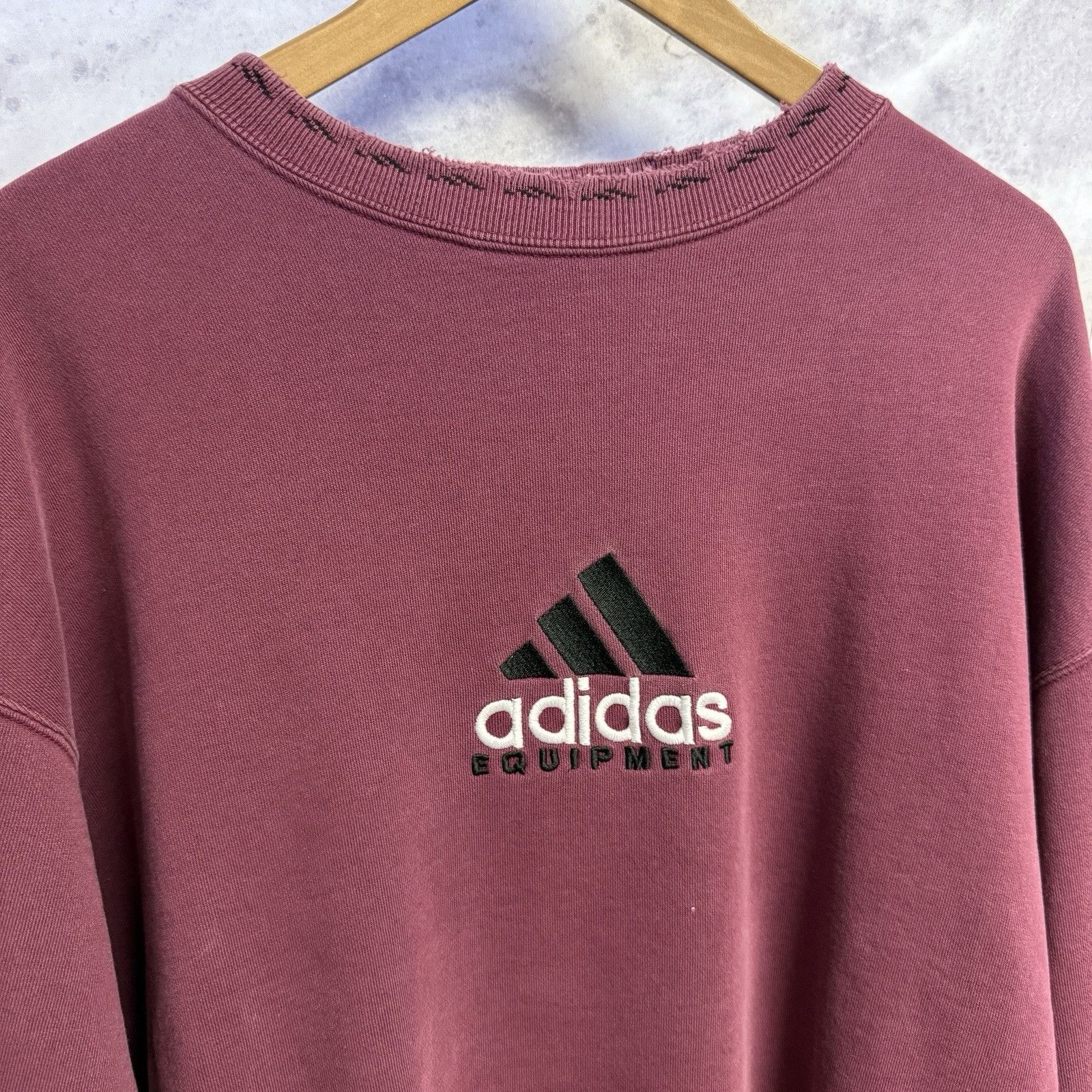 Adidas Vintage 90s Adidas Equipment Sweatshirt Mens XL Maroon Size US XL / EU 56 / 4 - 3 Thumbnail