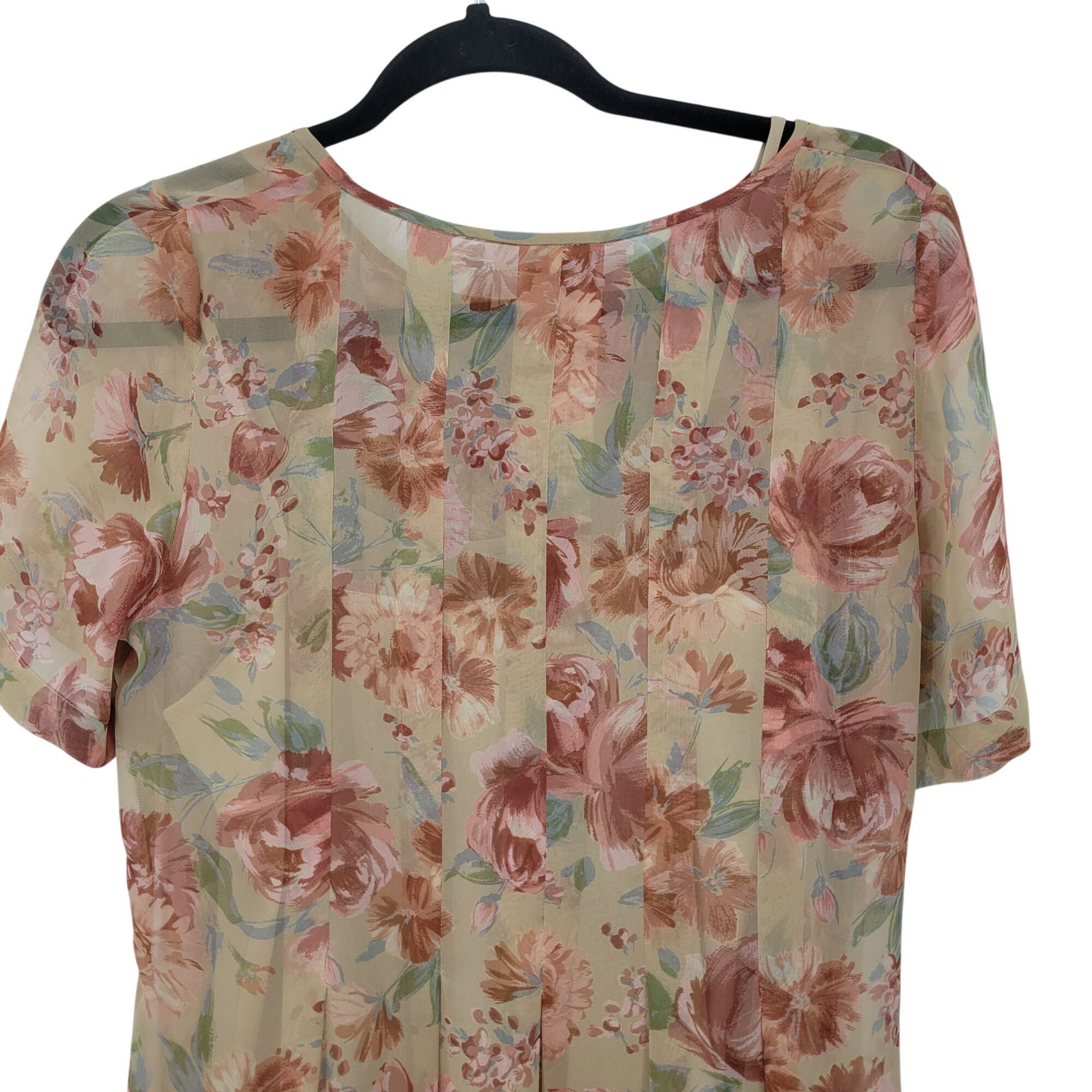 Laura Ashley Vtg Laura Ashley Sheer Floral Short-Sleeve Shift Dress Sz 4 Size S / US 4 / IT 40 - 9 Thumbnail