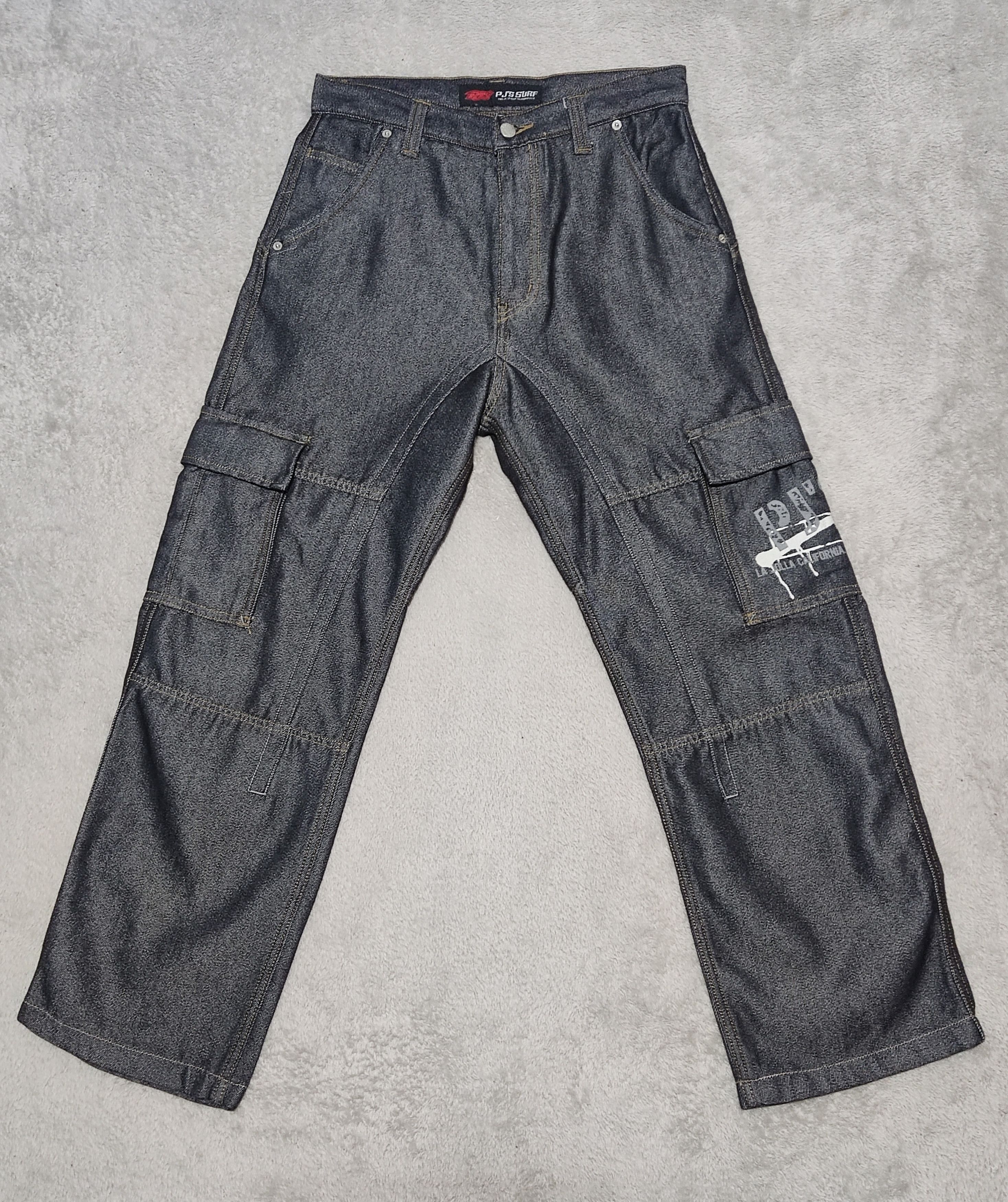 Japanese Brand PJ'S SURF Waxed La Jolla California Baggy Cargo Denim Pants Size US 30 / EU 46 - 1 Thumbnail
