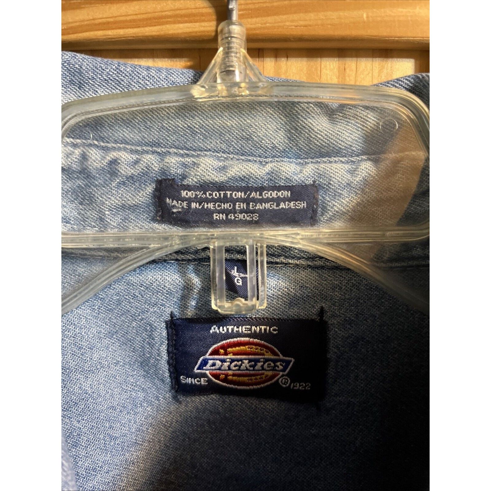 Dickies Dickies Shirt Mens Large Blue Denim LS Workwear Cotton Dark Size US L / EU 52-54 / 3 - 3 Thumbnail