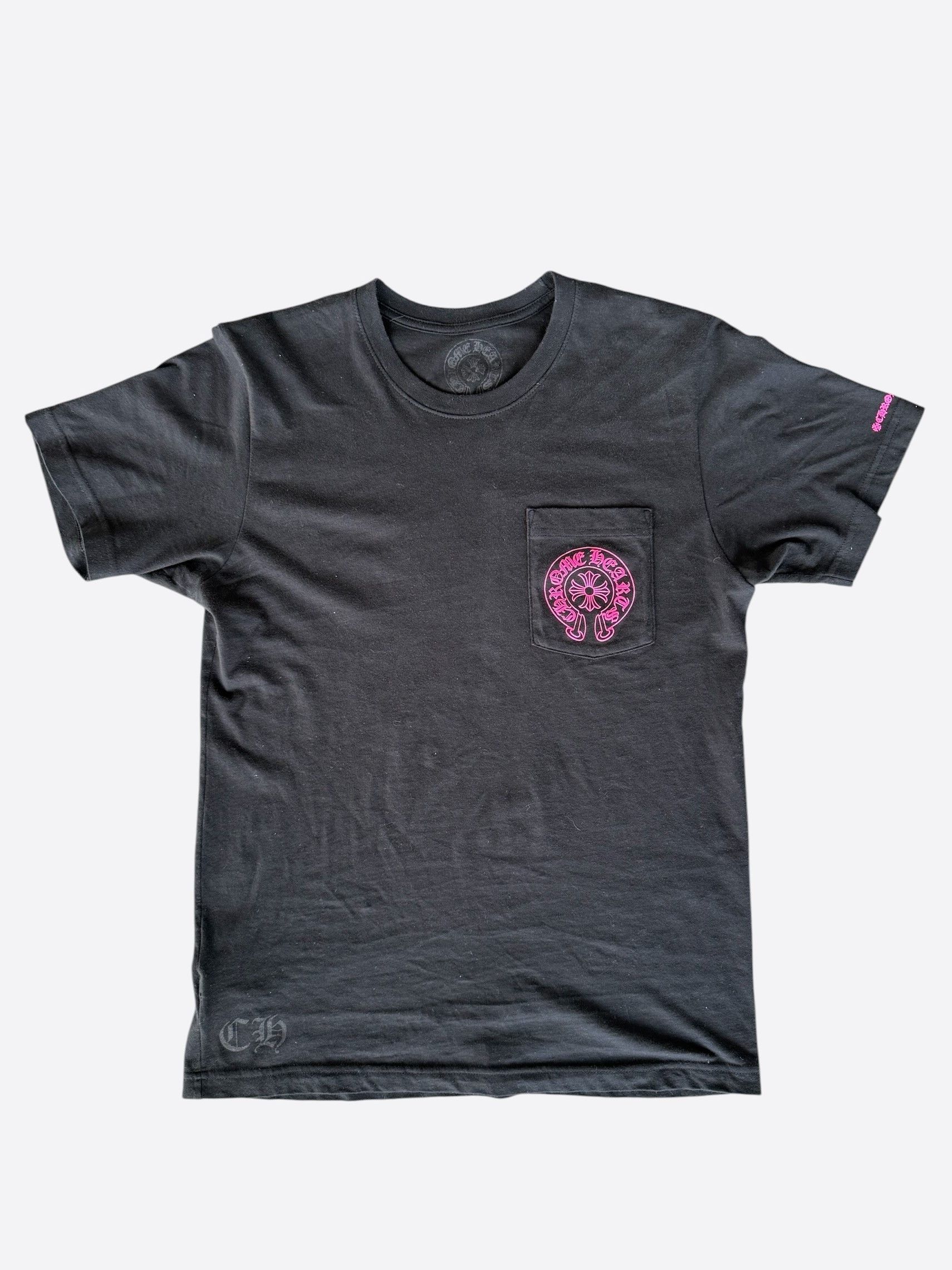 トップス CHROME HEARTS NEON PINK STRIPE LOGO TEE Chrome Hearts Chrome Hearts Neon Pink Stripe Logo Tee | Grailed