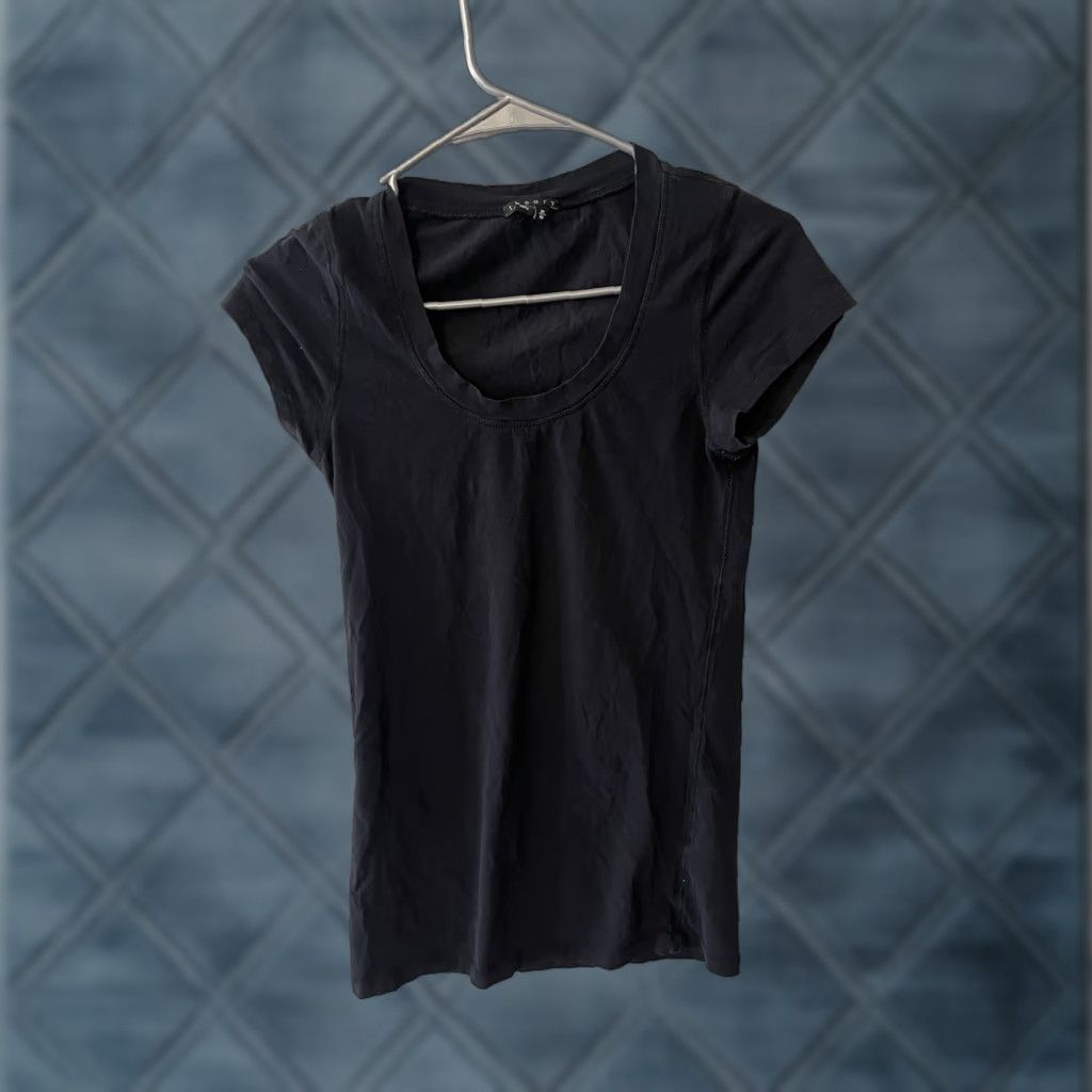 Theory Theory Knit Top Shirt Tunic M Black Ladies Shirt Knit Short Sleeve Cotton Polyester Vintage Style Mens Womens Girls Size M / US 6-8 / IT 42-44 - 1 Thumbnail