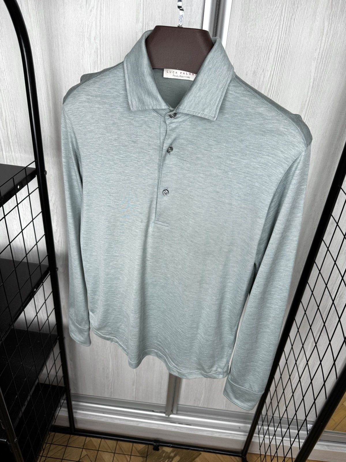 Other Luca Faloni Long Sleeve Polo Shirt Silk-Cotton Marine Green Size US XS / EU 42 / 0 - 6 Thumbnail