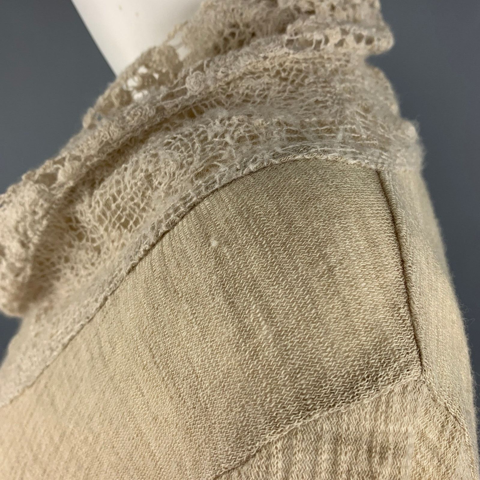 Issey Miyake HEART HAAT Size M Beige Wool Crochet Cowl Collar Casual Top Size M / US 6-8 / IT 42-44 - 5 Thumbnail