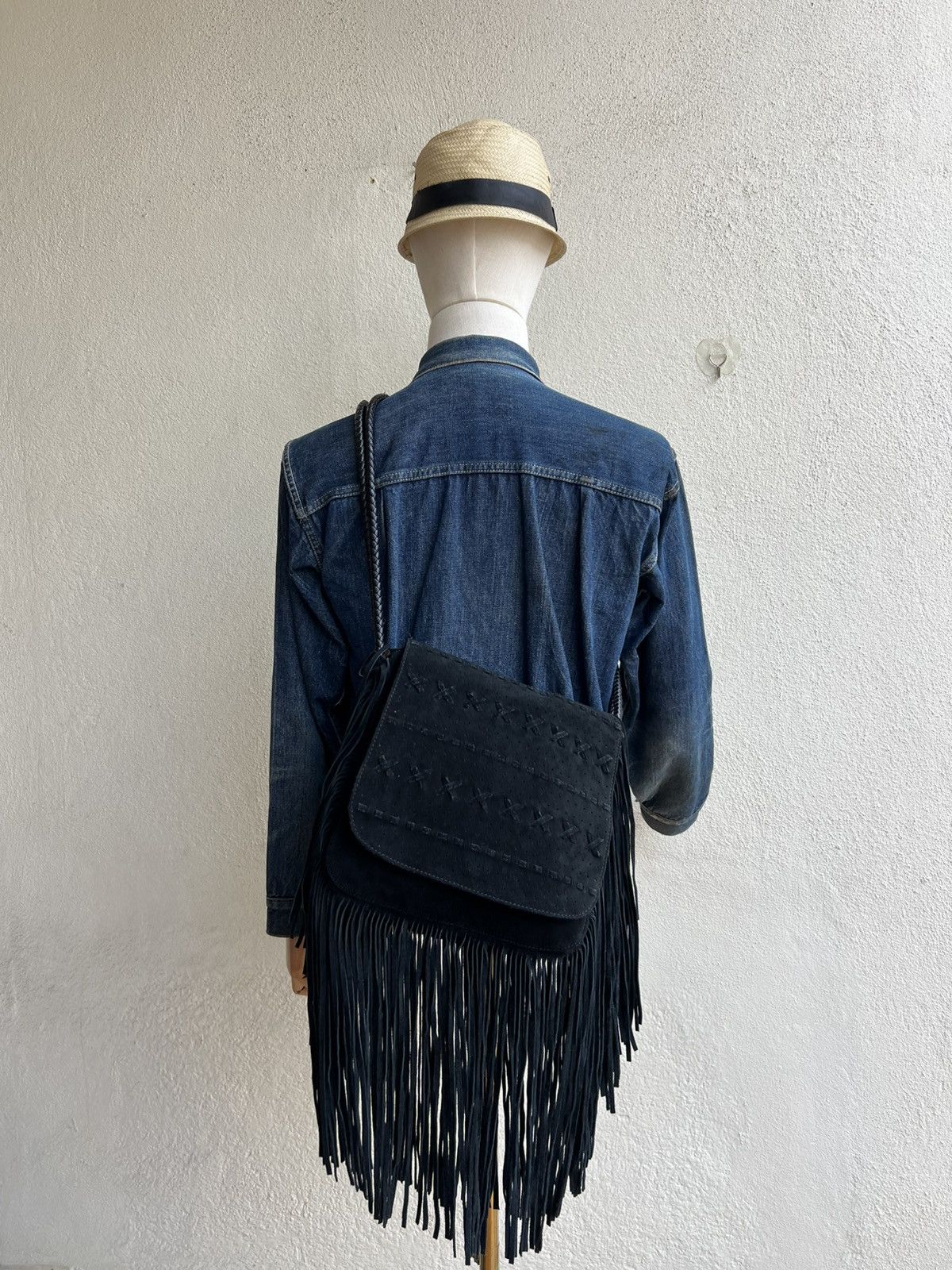 Leather Memory of Tomorrow Japan Black Suede Leather Fringe Bag Size ONE SIZE - 1 Thumbnail