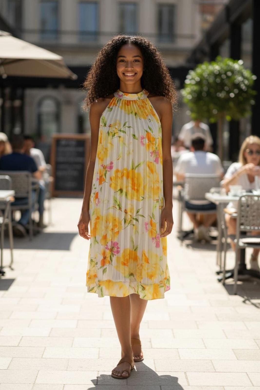 Other Emma & Michele Women's Floral Pleated Midi Dress/Halter Neck Size M / US 6-8 / IT 42-44 - 1 Thumbnail