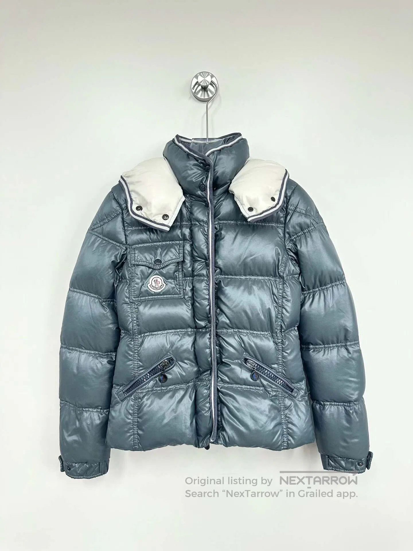 Moncler Moncler Grey Zipper Hooded Down Jacket| Size US XS / EU 42 / 0 - 1 Thumbnail
