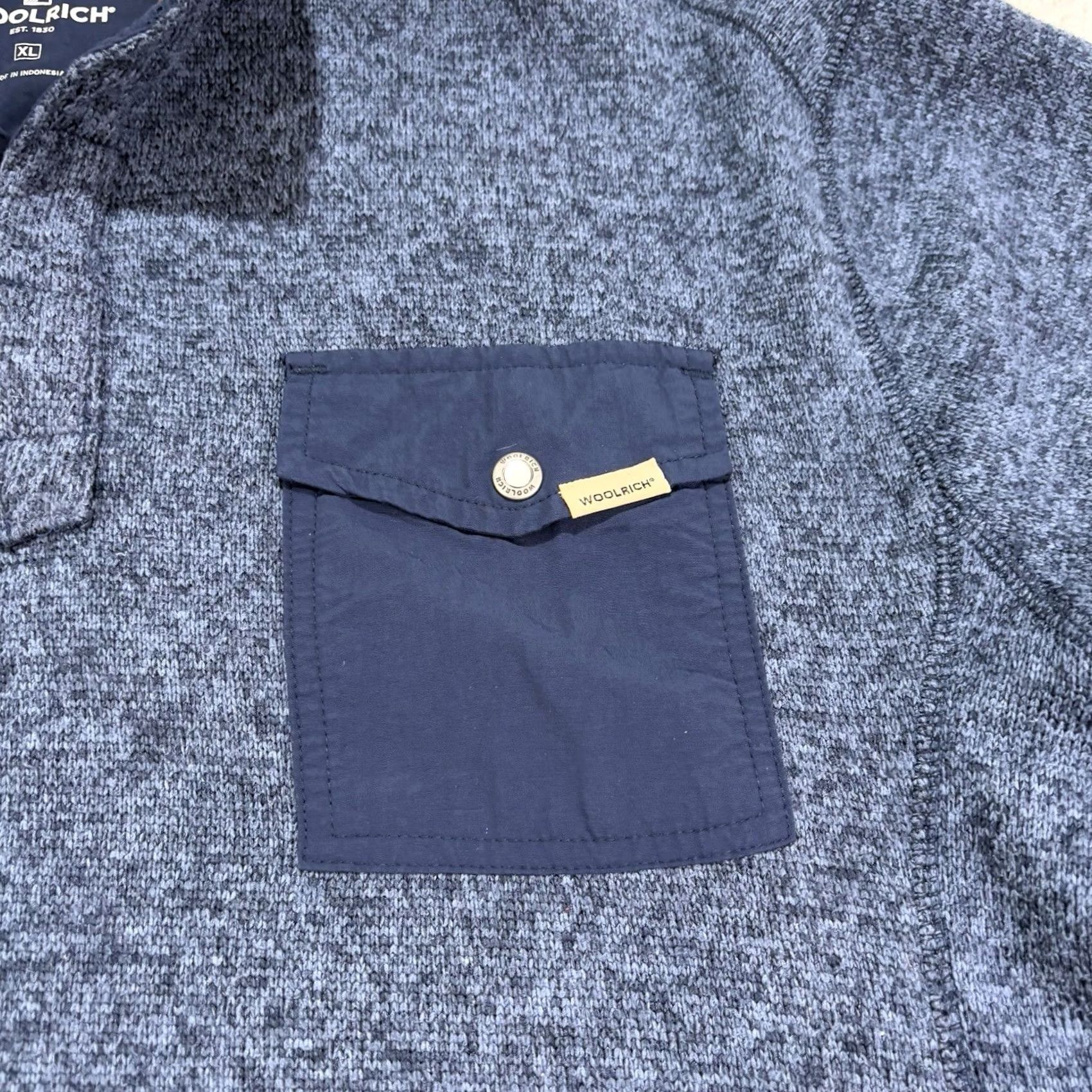 Vintage Woolrich Pullover Sweater 1/4 Snap T Soft Fleece Blue Mens XL Pocket Mock Neck Long Sleeve Regular Fit Casual Vintage: No Size US XL / EU 56 / 4 - 2 Thumbnail