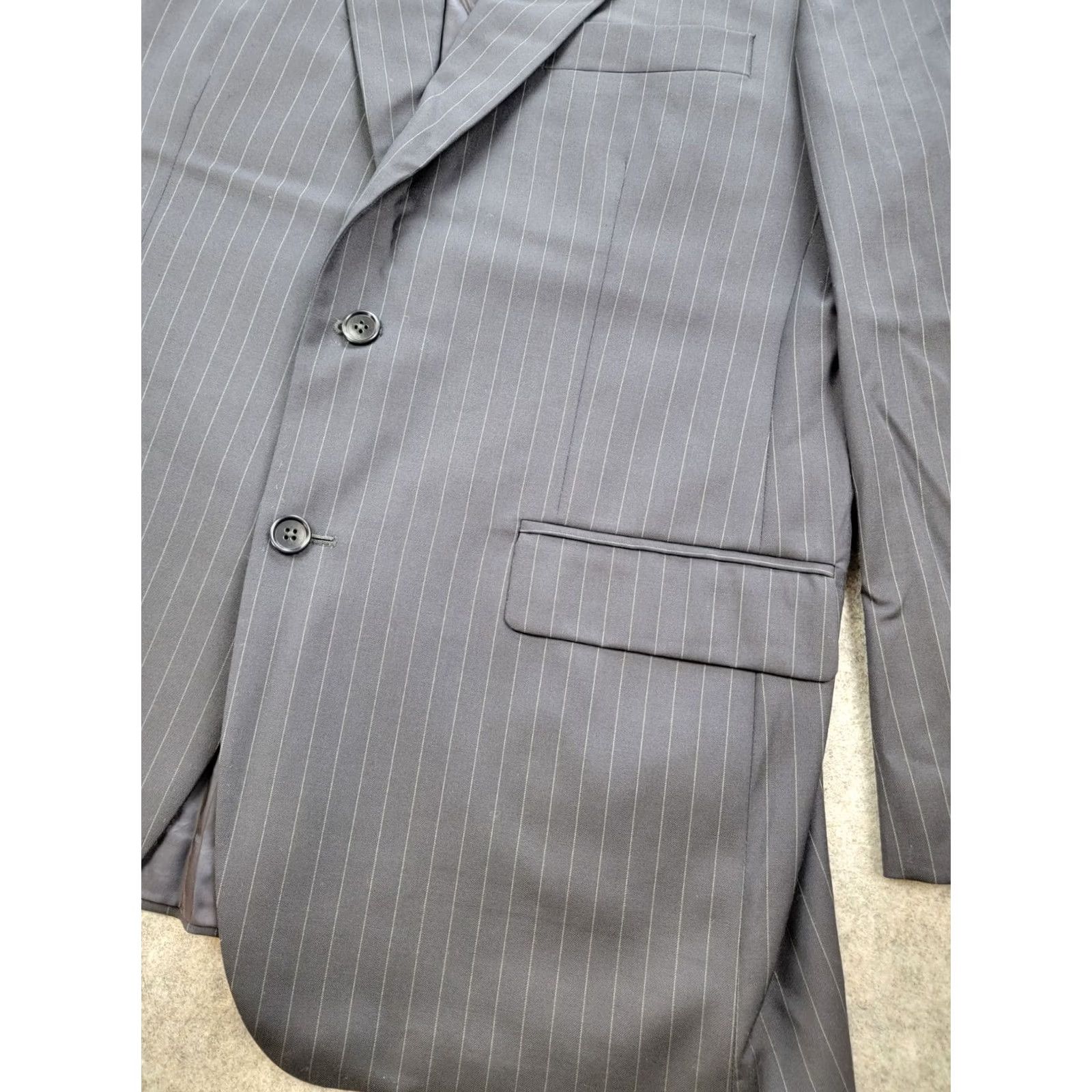 Brooks Brothers Brooks Brothers Suit Jacket Mens 41R Blue Pinstripe Wool 100% Madison Size 42R - 6 Thumbnail