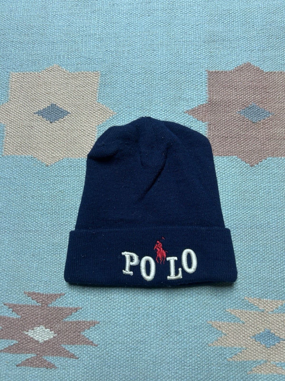 Vintage Vtg polo Ralph Lauren knit beanie winte spell out horse OSFA Size ONE SIZE - 2 Thumbnail