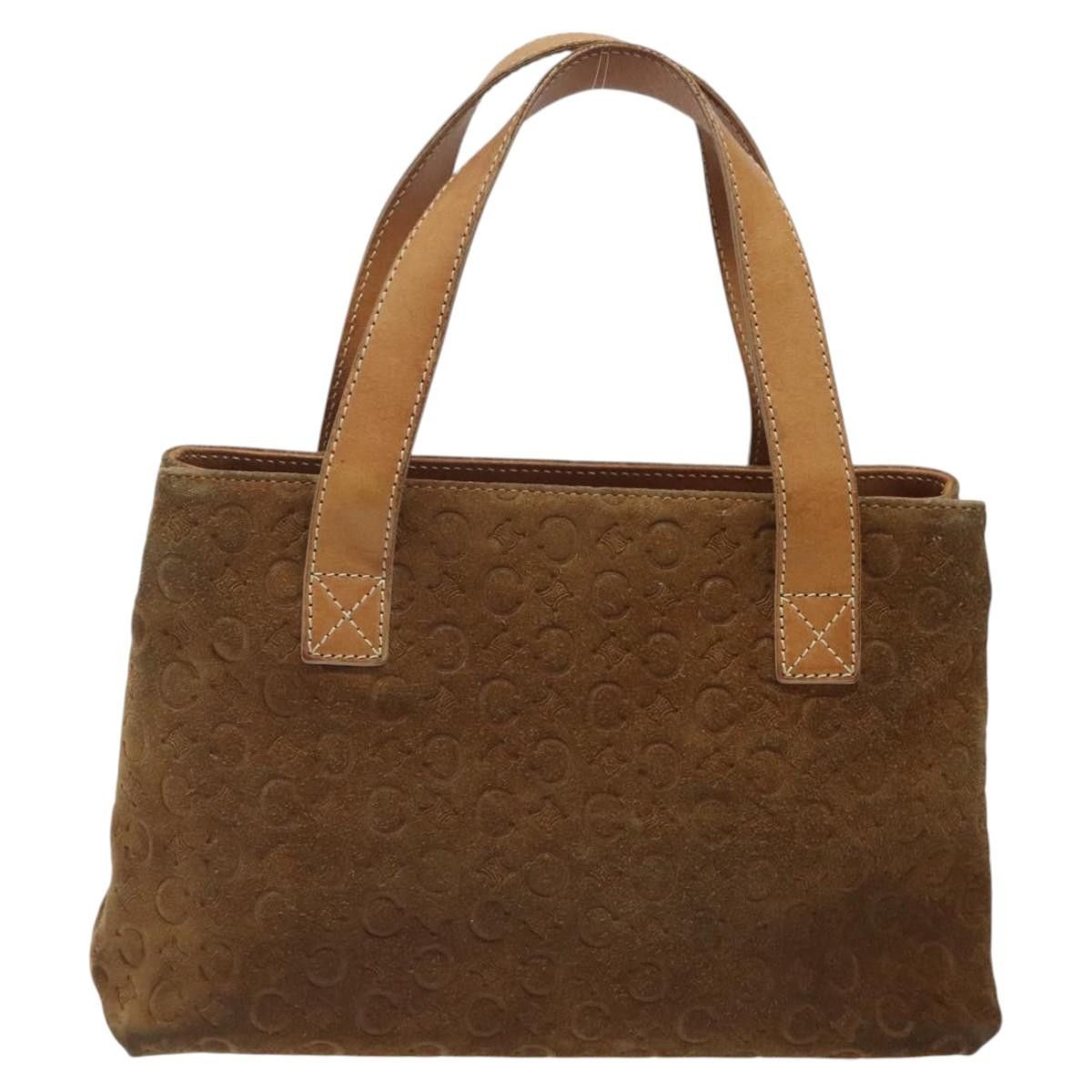Celine CELINE Macadam Canvas Hand Bag Suede Brown Gold Size ONE SIZE - 3 Thumbnail