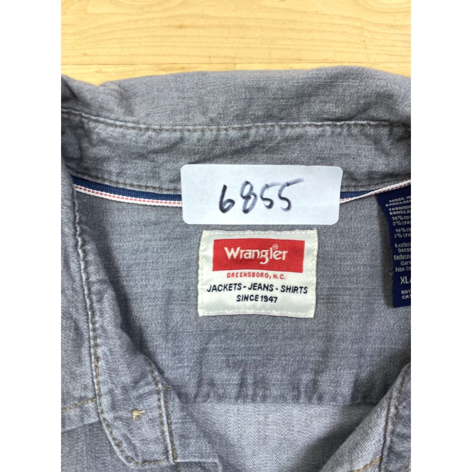 Wrangler Wrangler Button-Up Shirt Pearl Snap XL Gray Long Sleeve Pockets #6855 Size US XL / EU 56 / 4 - 4 Thumbnail